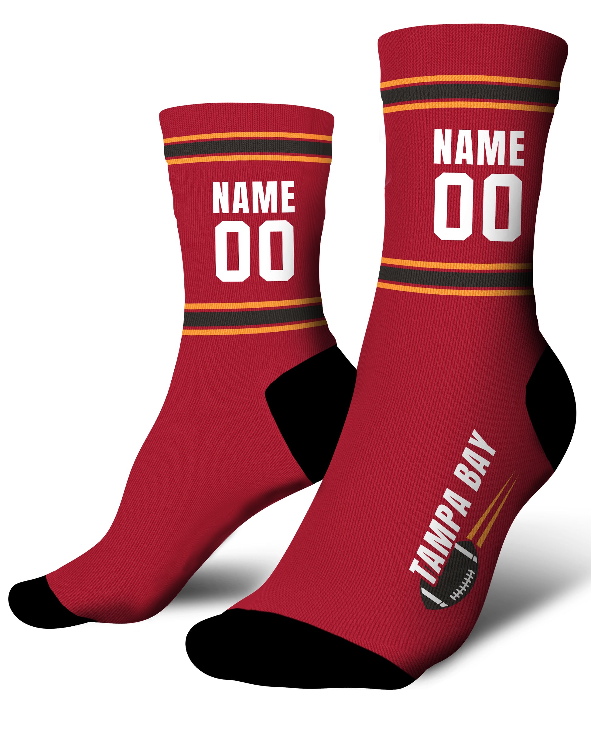 Custom City Sports Socks Tampa Bay Red - Personalized Name Number