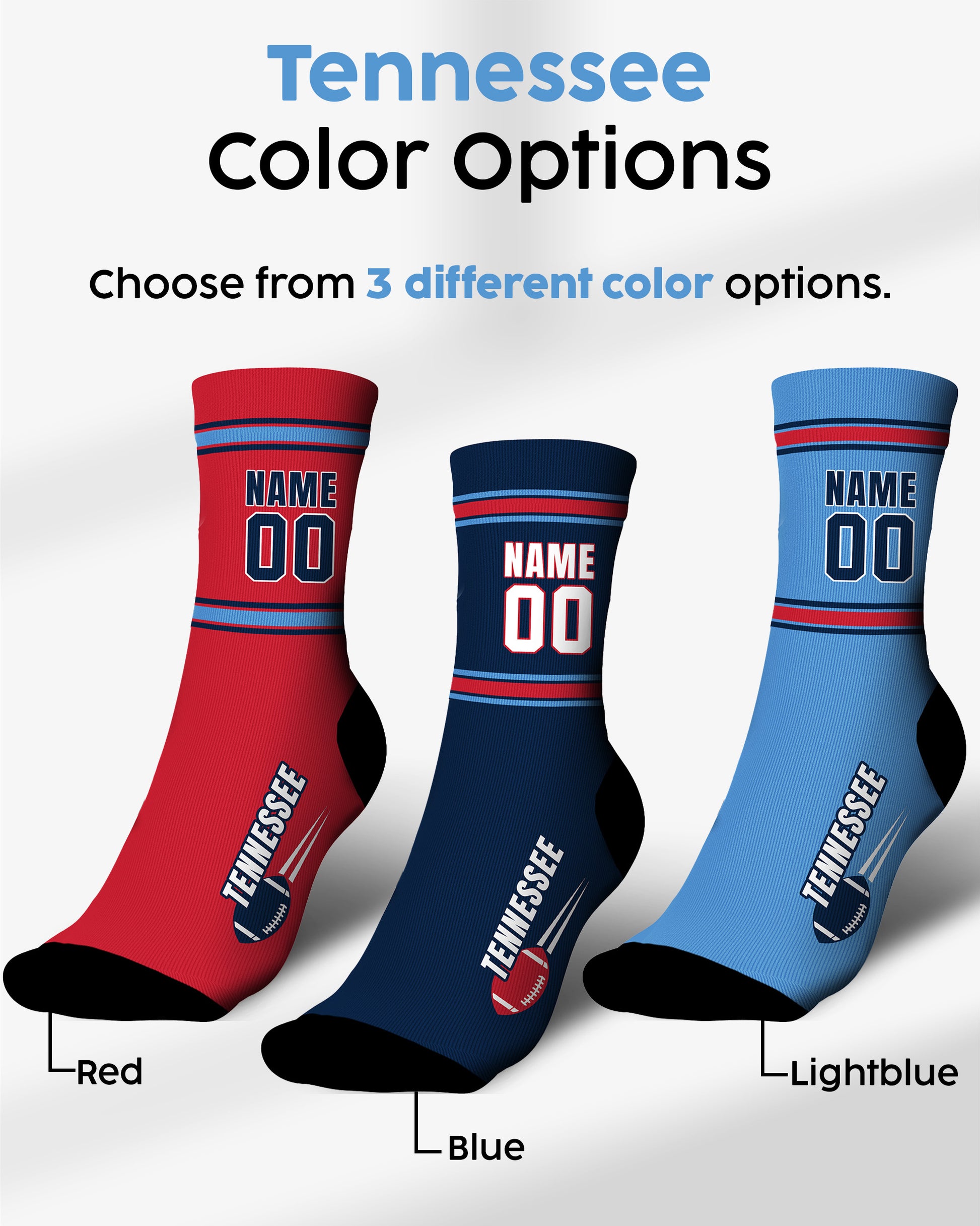 Custom City Sports Socks Tennessee Blue - Personalized Name Number