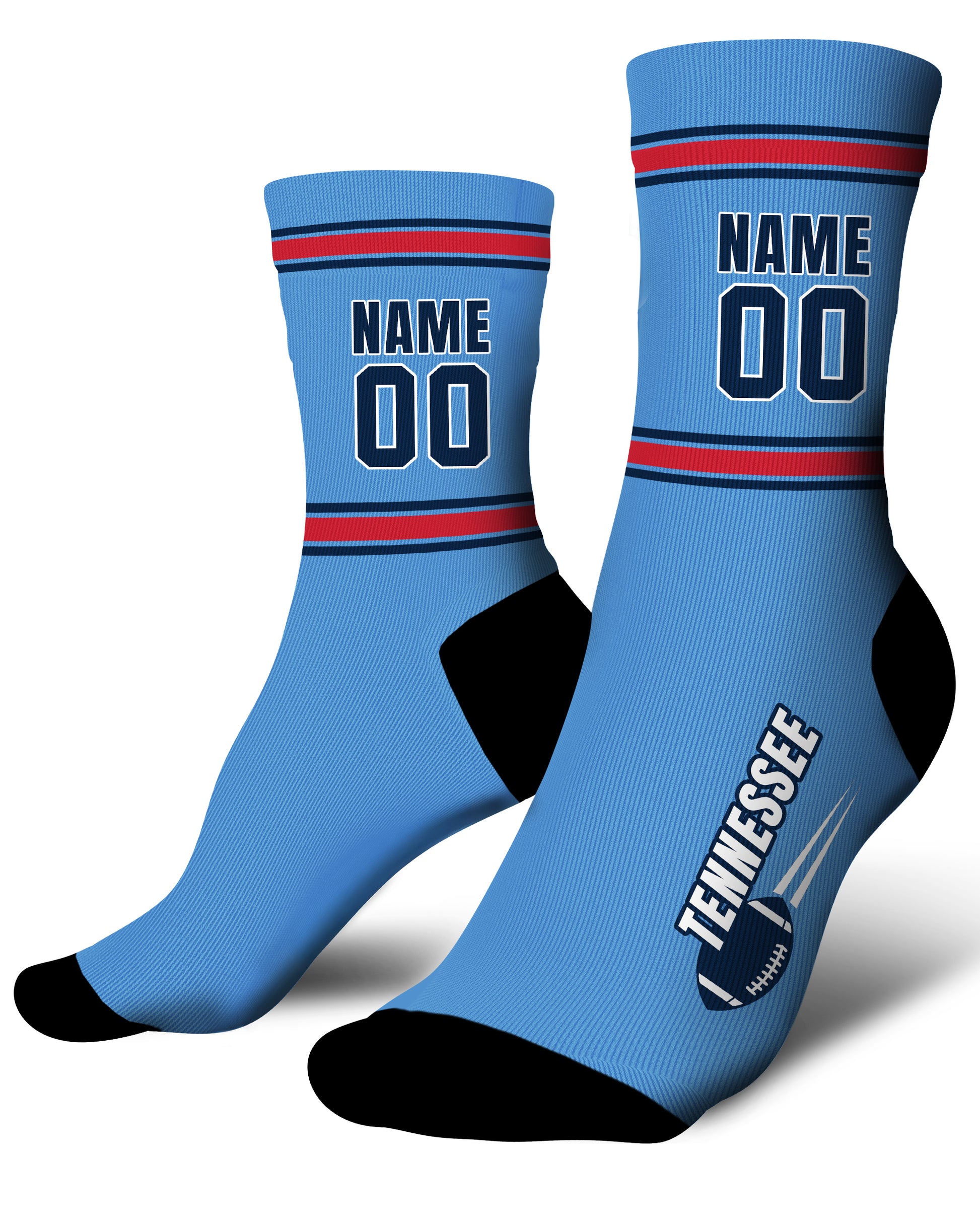 Custom City Sports Socks Tennessee Light Blue - Personalized Name Number