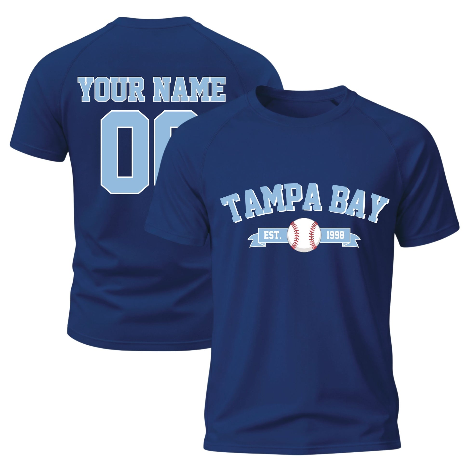 Custom City T-Shirt Baseball Style Tampa Bay - Personalized Name Number