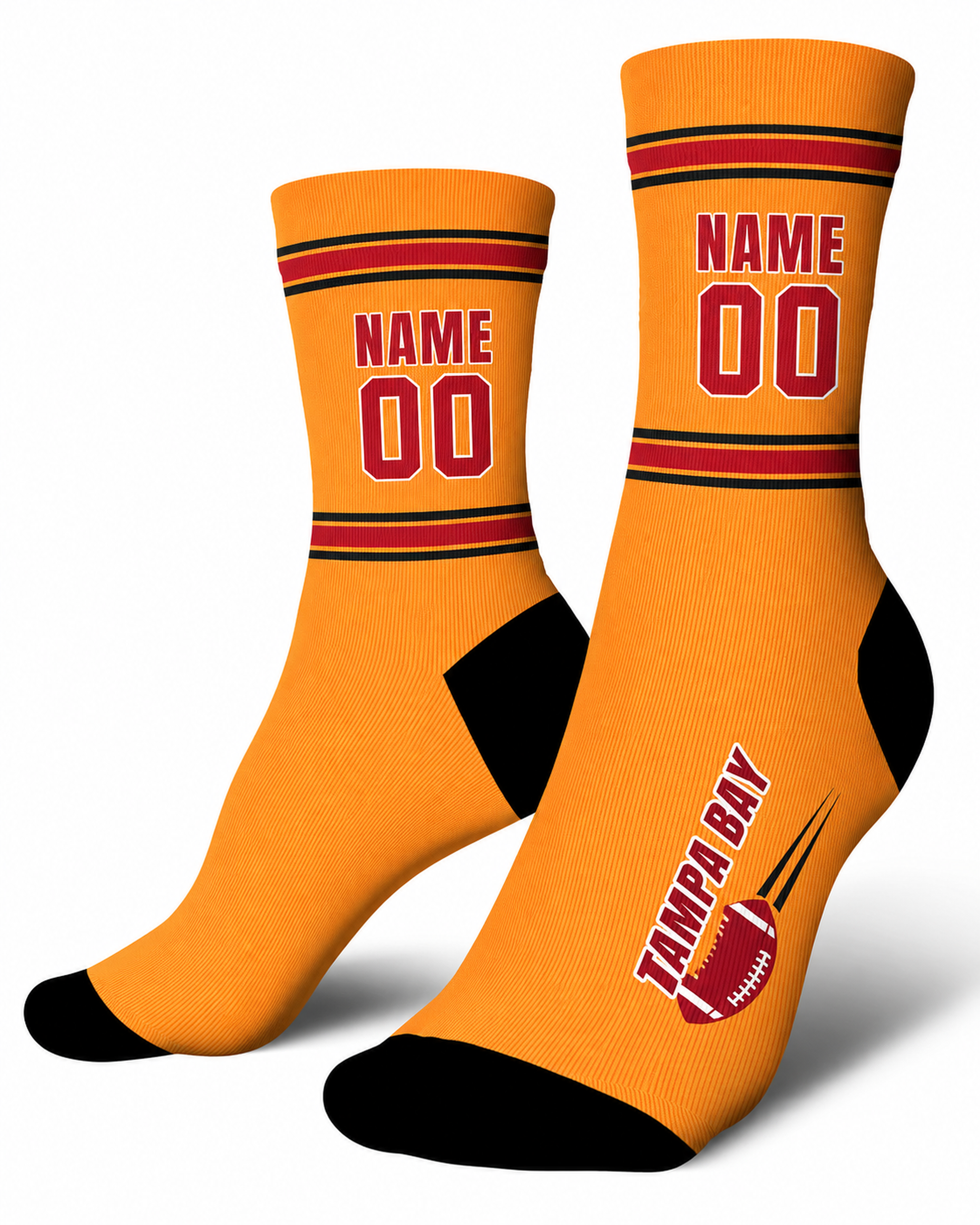 Custom City Sports Socks Tampa Bay Yellow - Personalized Name Number