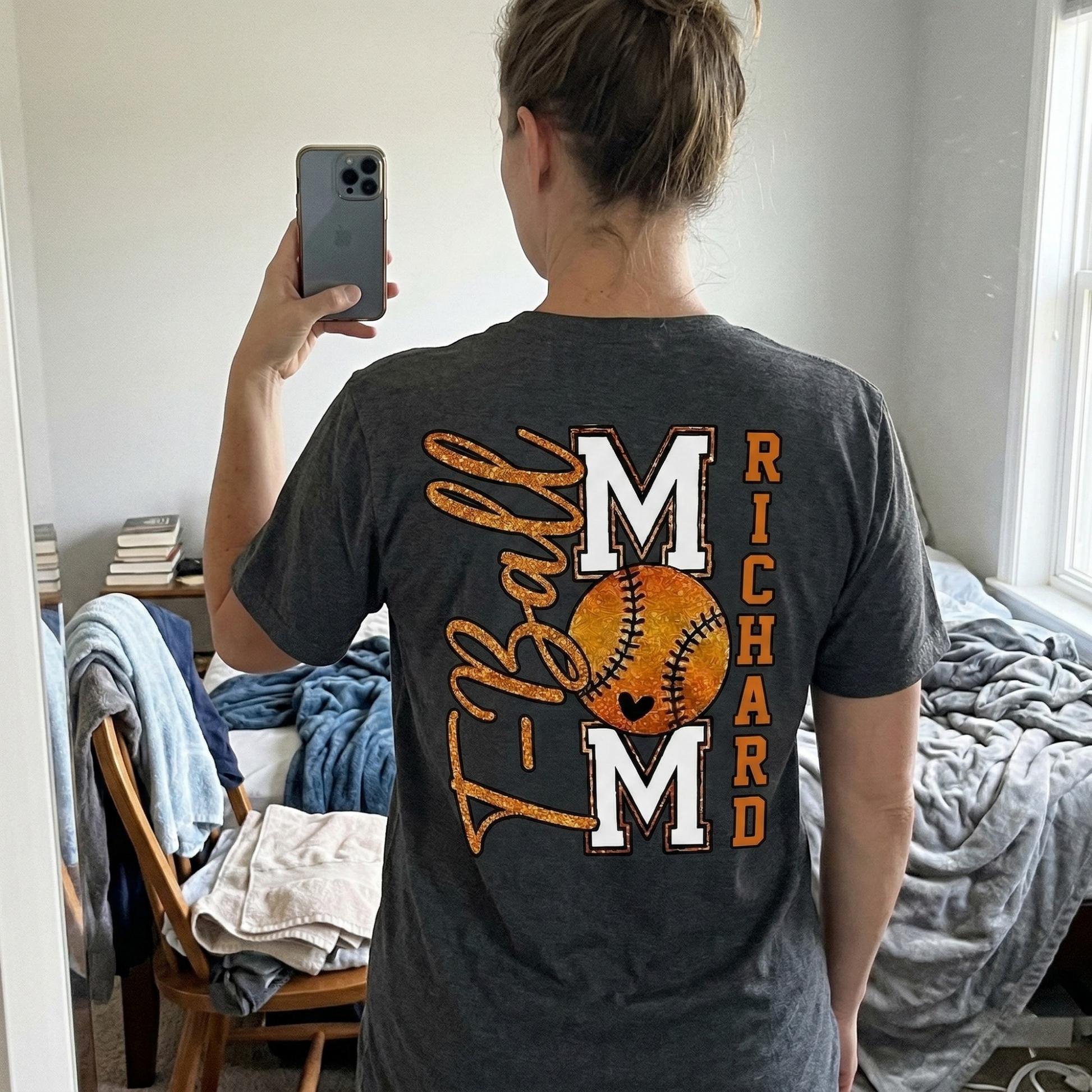 Custom T-Shirt Baseball T-Ball Mom White - Personalized Name