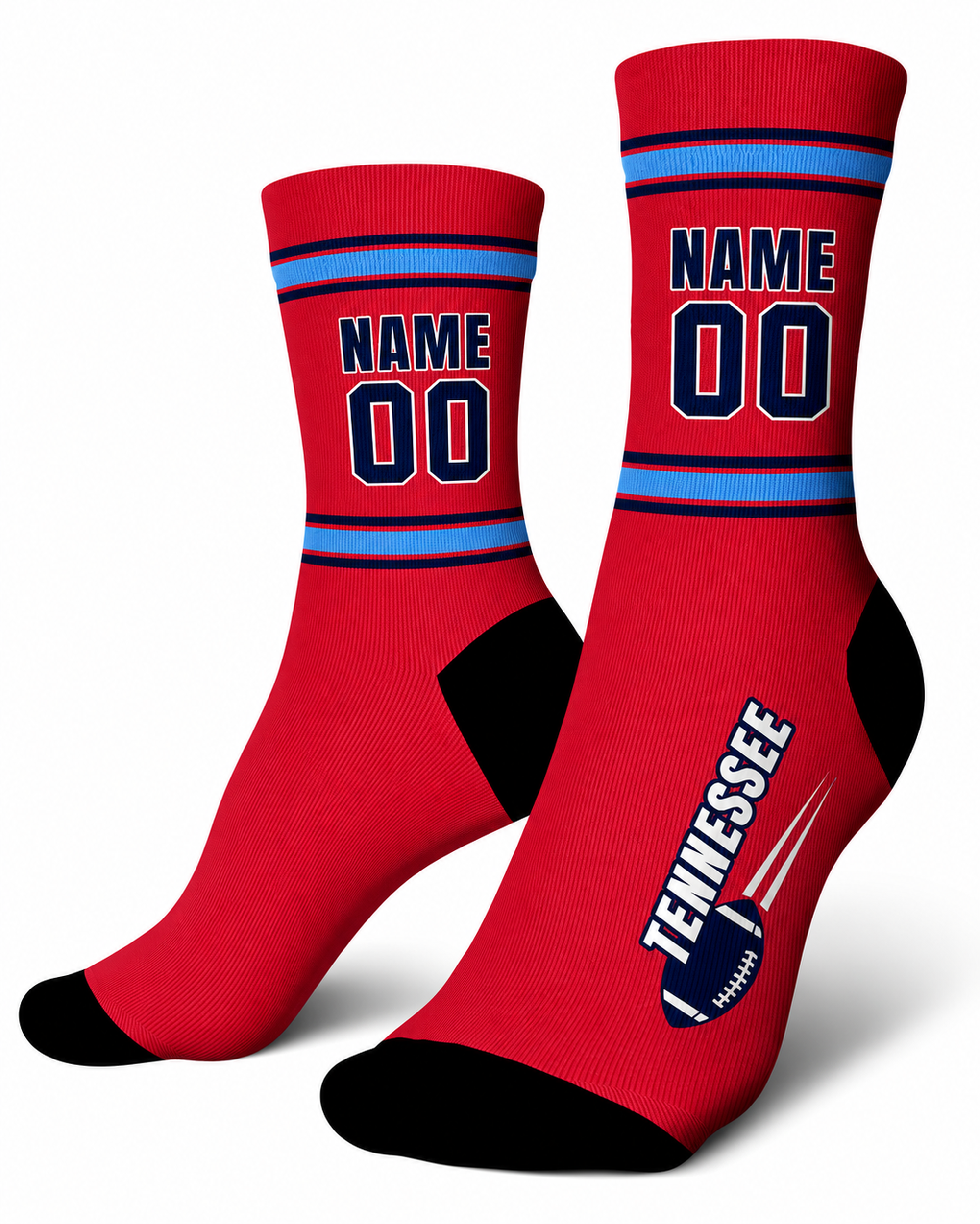 Custom City Sports Socks Tennessee Red - Personalized Name Number