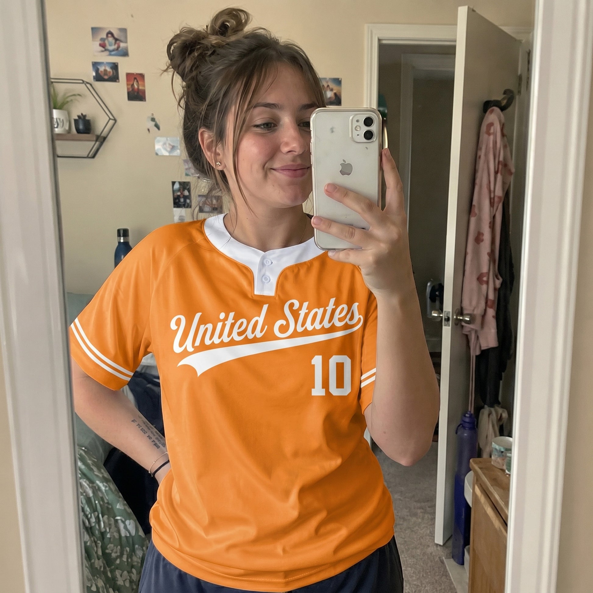 Custom Two Button Softball Jersey Tennessee Orange and White – Design Your Own
