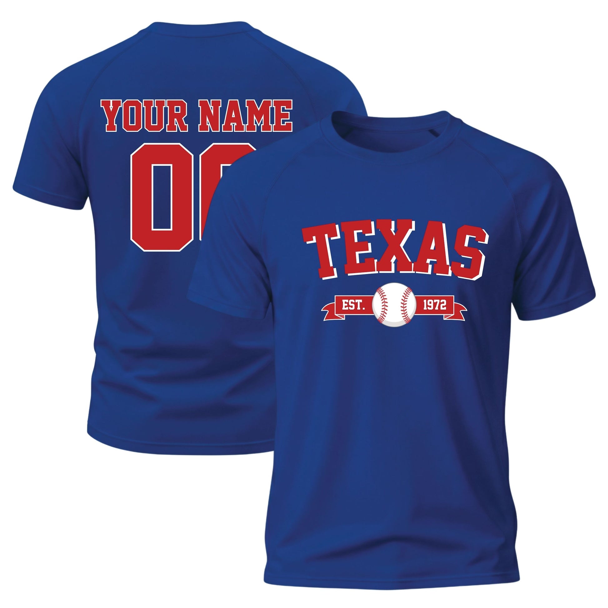 Custom City T-Shirt Baseball Style Texas - Personalized Name Number