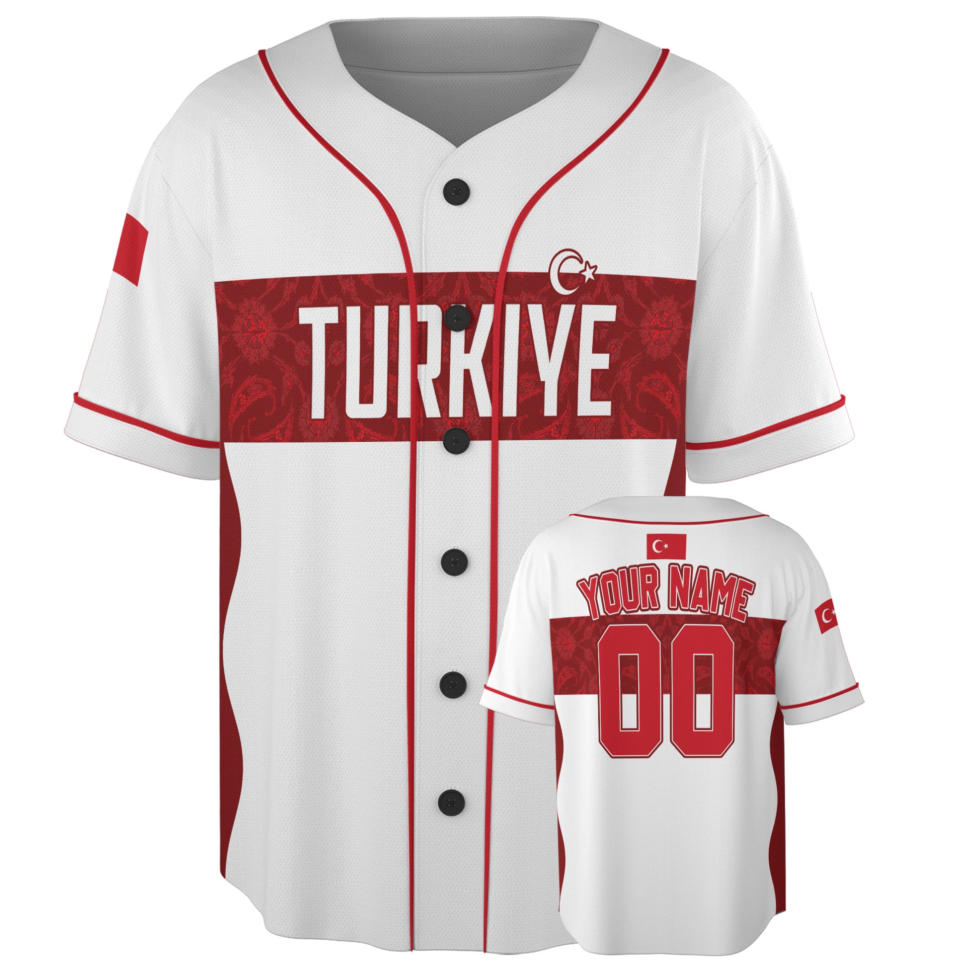 Custom Türkiye Turkey Baseball Jersey Turkish Fan Chest Band – Personalized Name Number