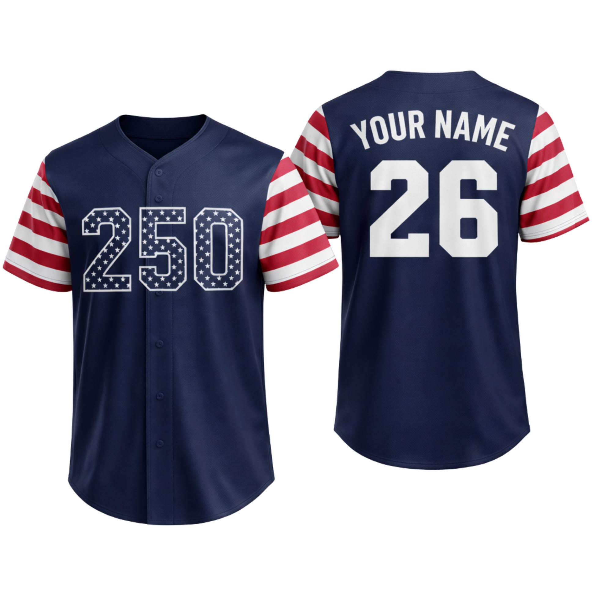 Custom USA 250th Anniversary Baseball Jersey Stars 250 - Design Your Own