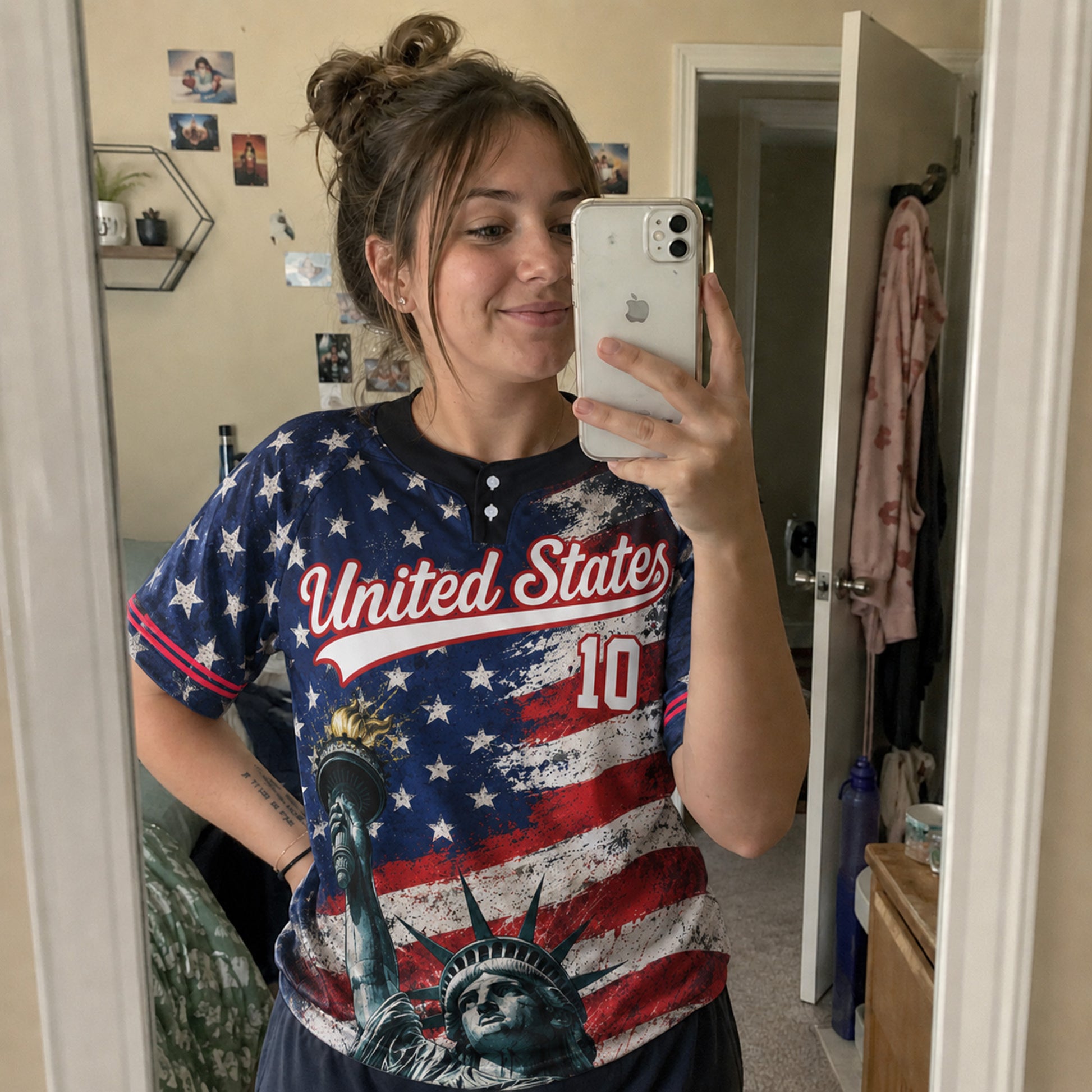Custom Two Button Softball Jersey United States Flag – Design Your Own
