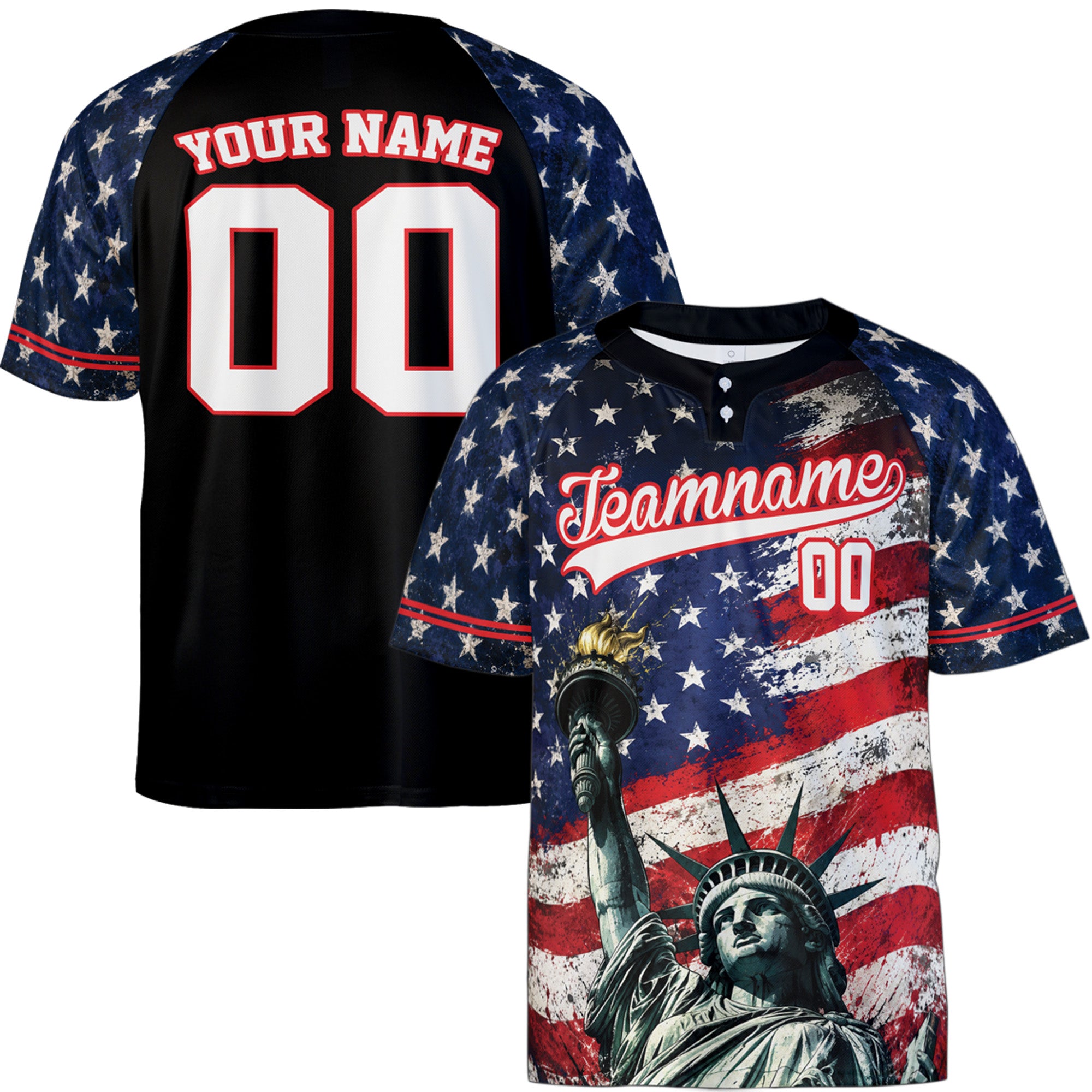 Custom Two Button Softball Jersey United States Flag – Design Your Own