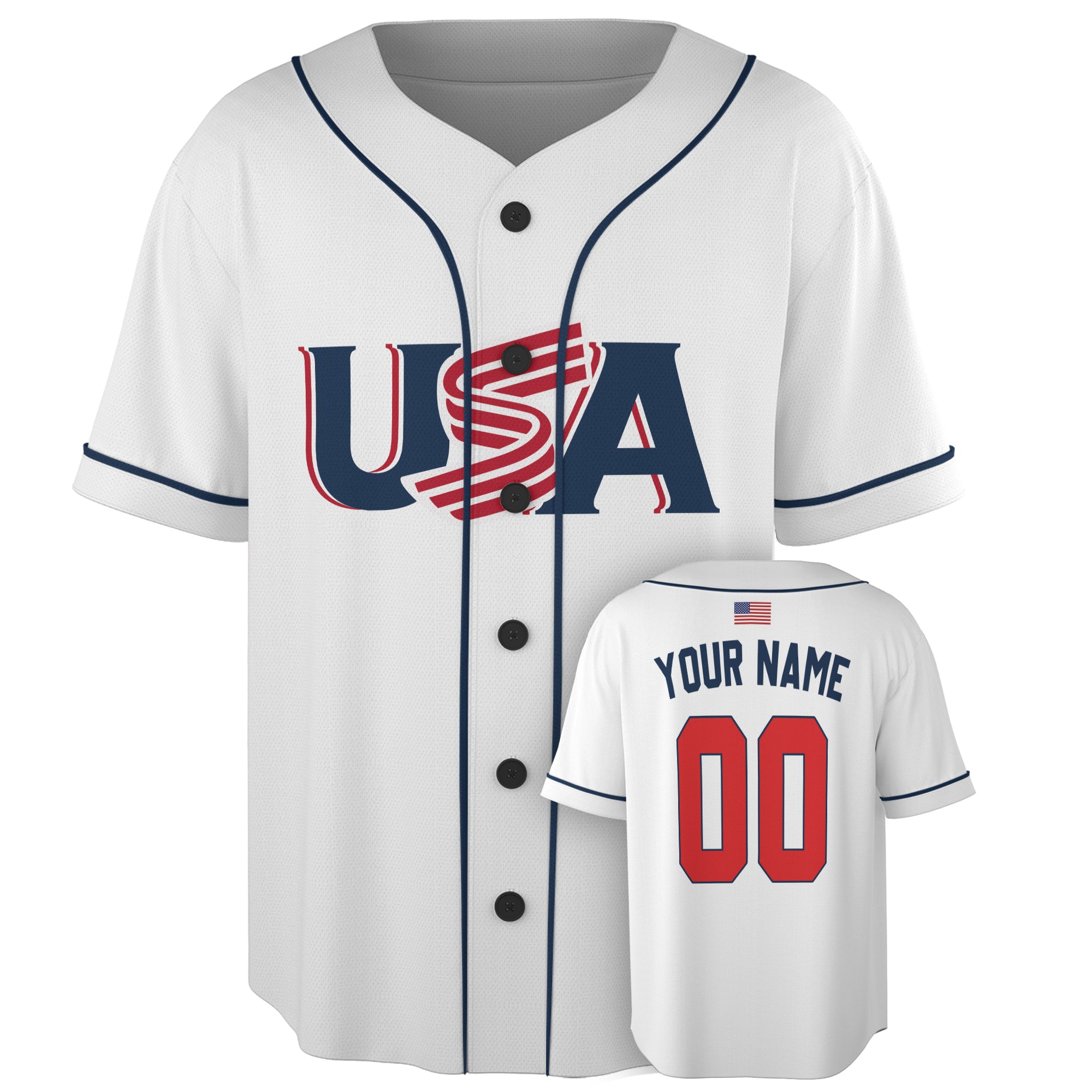 Custom USA Baseball Jersey American Fan Classic White – Personalized Name Number
