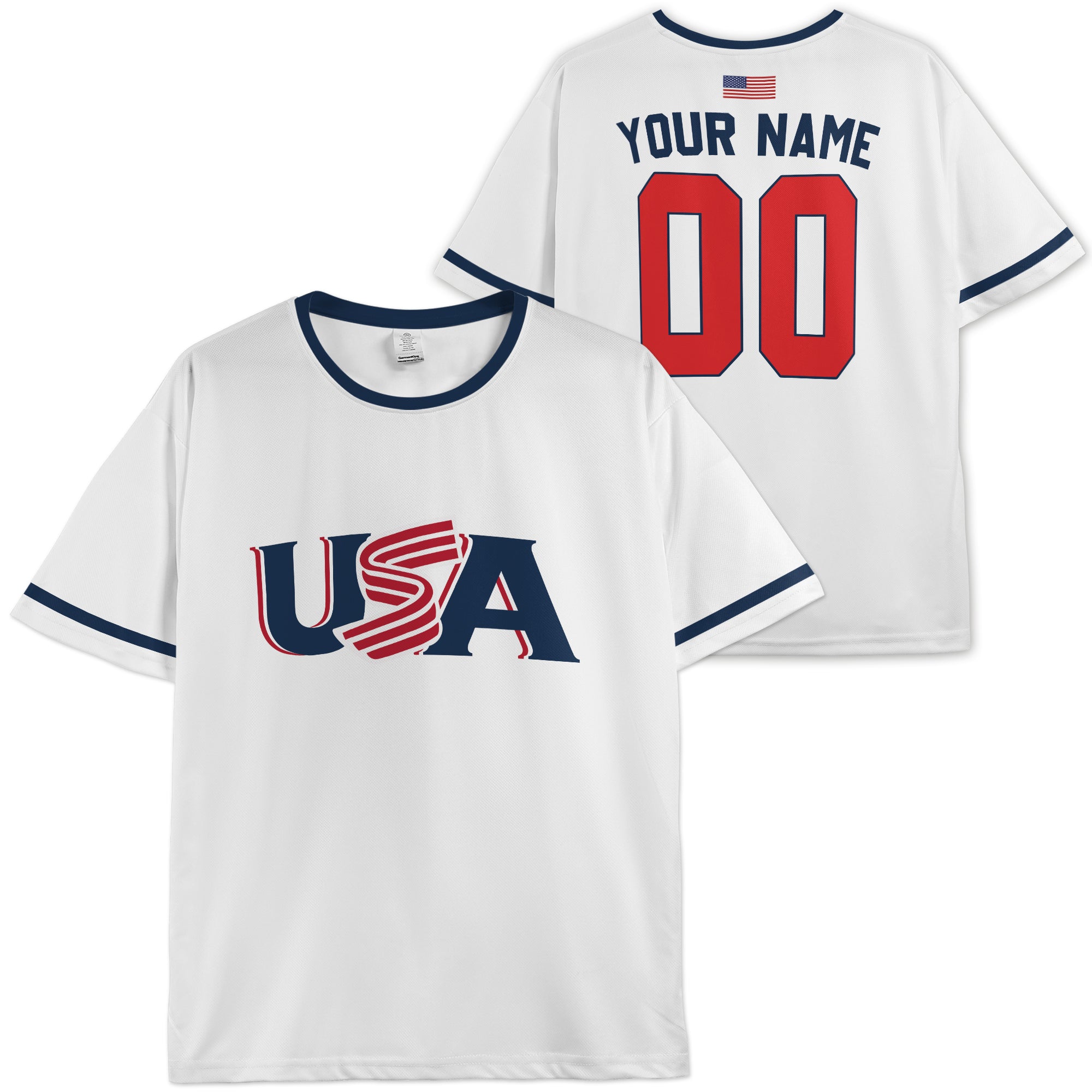 Custom USA Soccer Jersey American Fan Classic White - Personalized Name Number