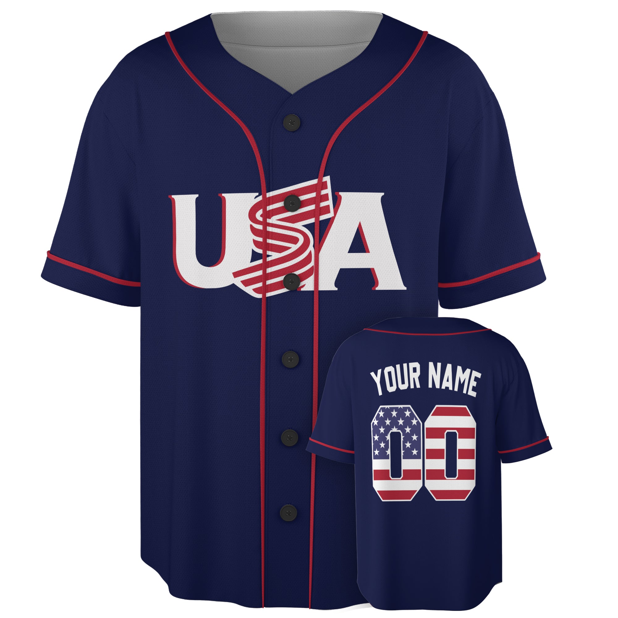 Custom USA Baseball Jersey American Fan Classic Navy – Personalized Name Number