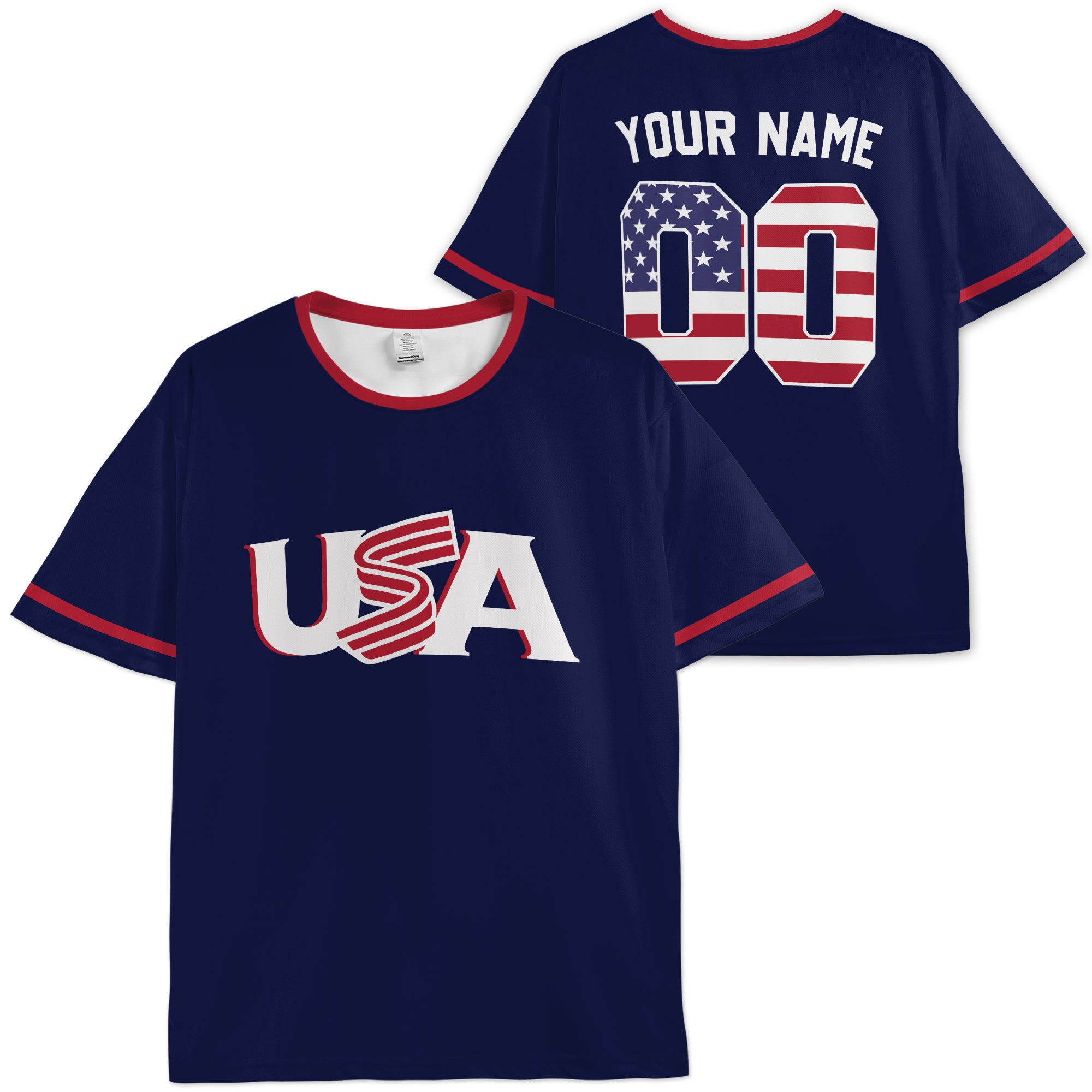 Custom USA Soccer Jersey American Fan Classic Navy - Personalized Name Number