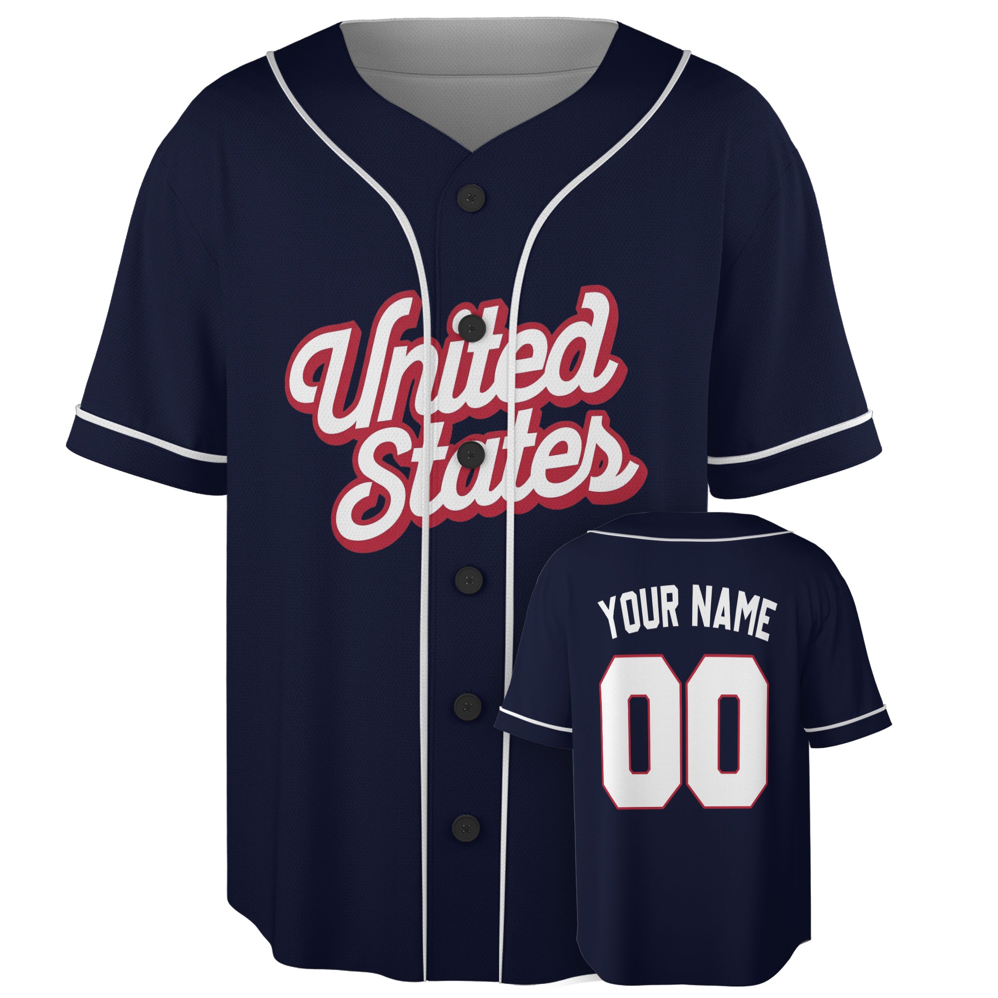 Custom USA Baseball Jersey American Fan United States Script – Personalized Name Number