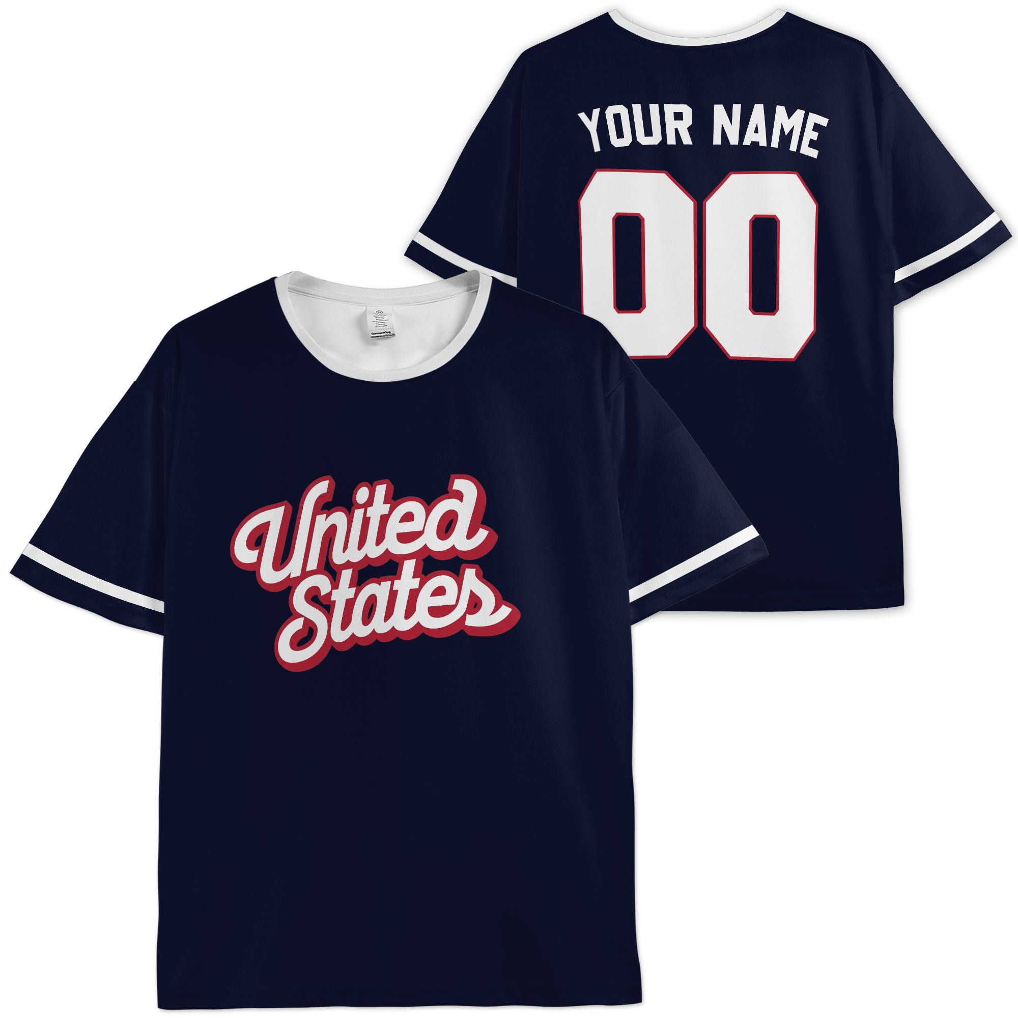 Custom USA Soccer Jersey American Fan Script Navy - Personalized Name Number