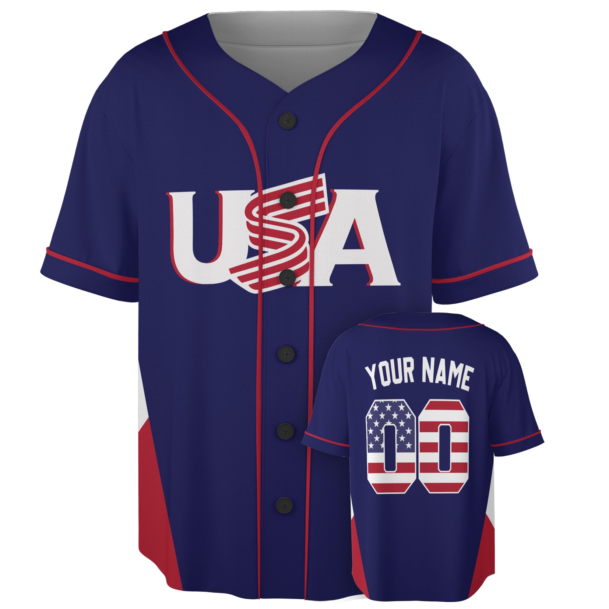 Custom USA Baseball Jersey American Fan Classic Navy Flag – Personalized Name Number