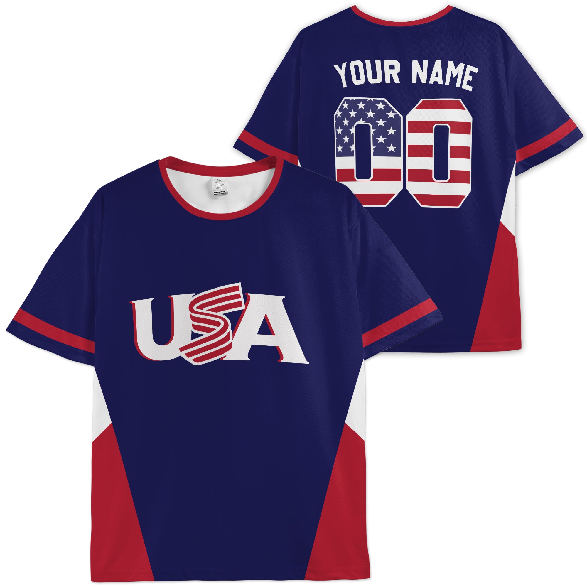 Custom USA Soccer Jersey American Fan Classic Navy Flag - Personalized Name Number