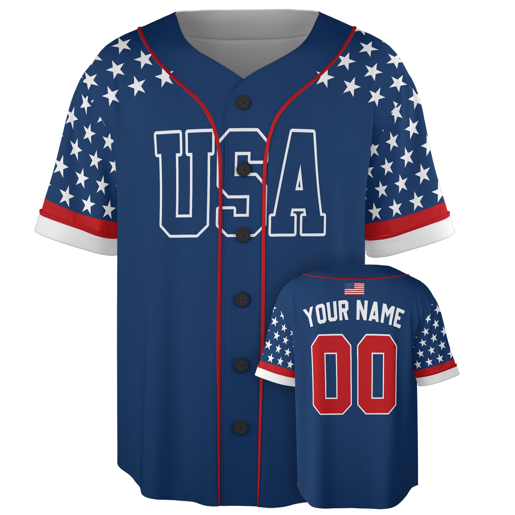 Custom USA Baseball Jersey American Fan Stars & Stripes – Personalized Name Number