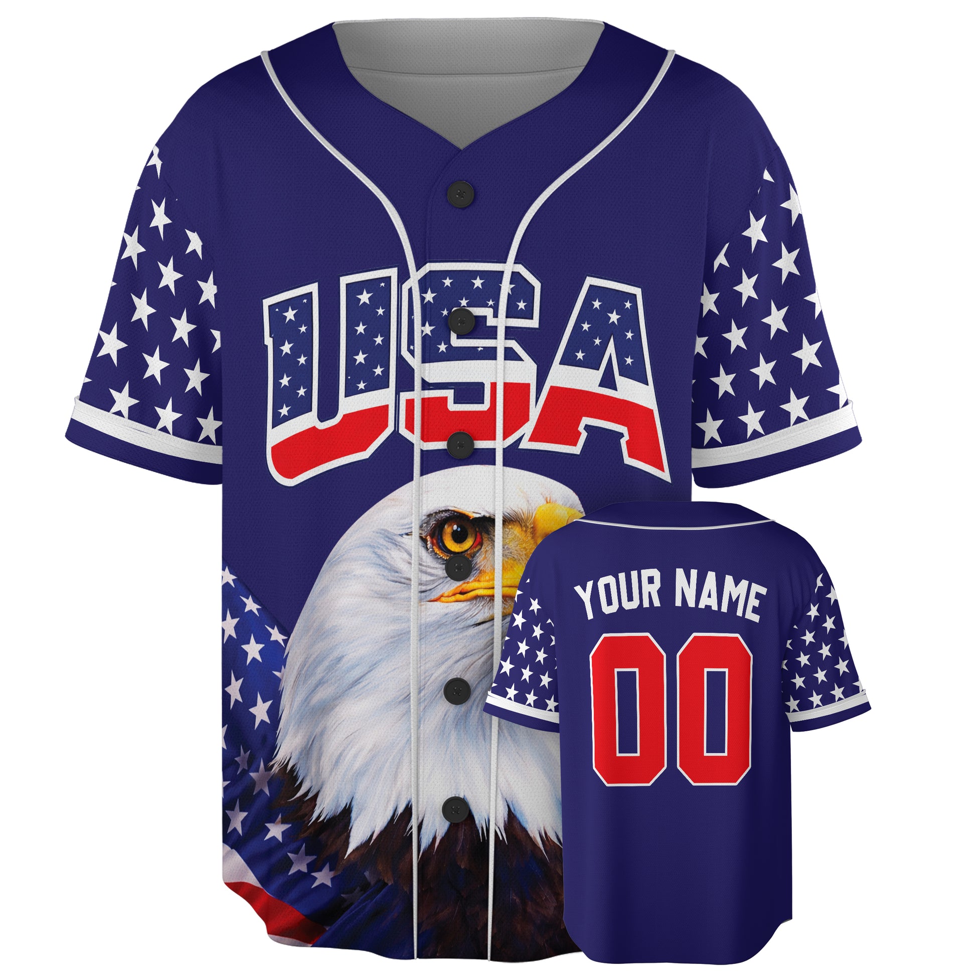 Custom USA Baseball Jersey American Fan Freedom Eagle – Personalized Name Number