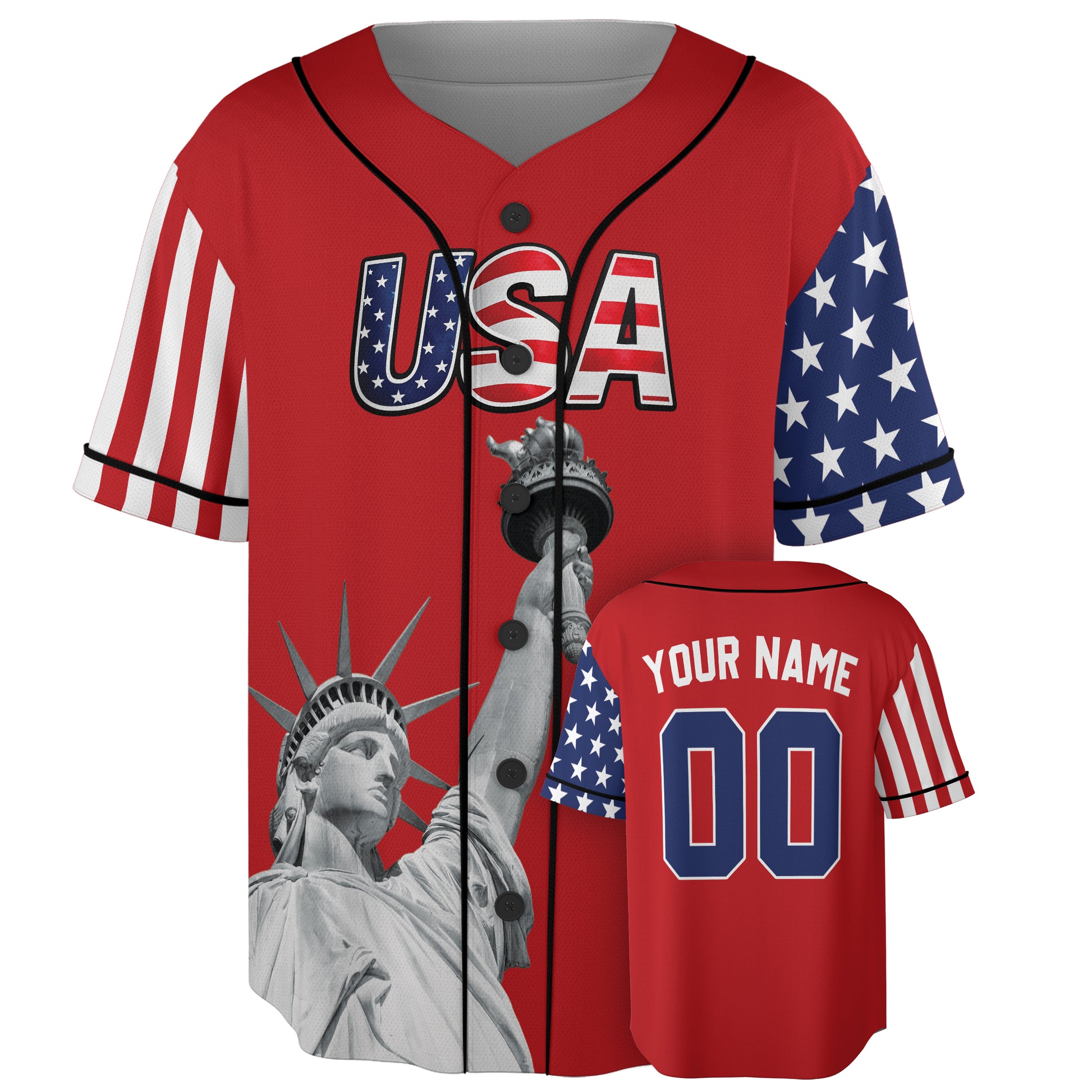 Custom USA Baseball Jersey American Fan Liberty Icon – Personalized Name Number