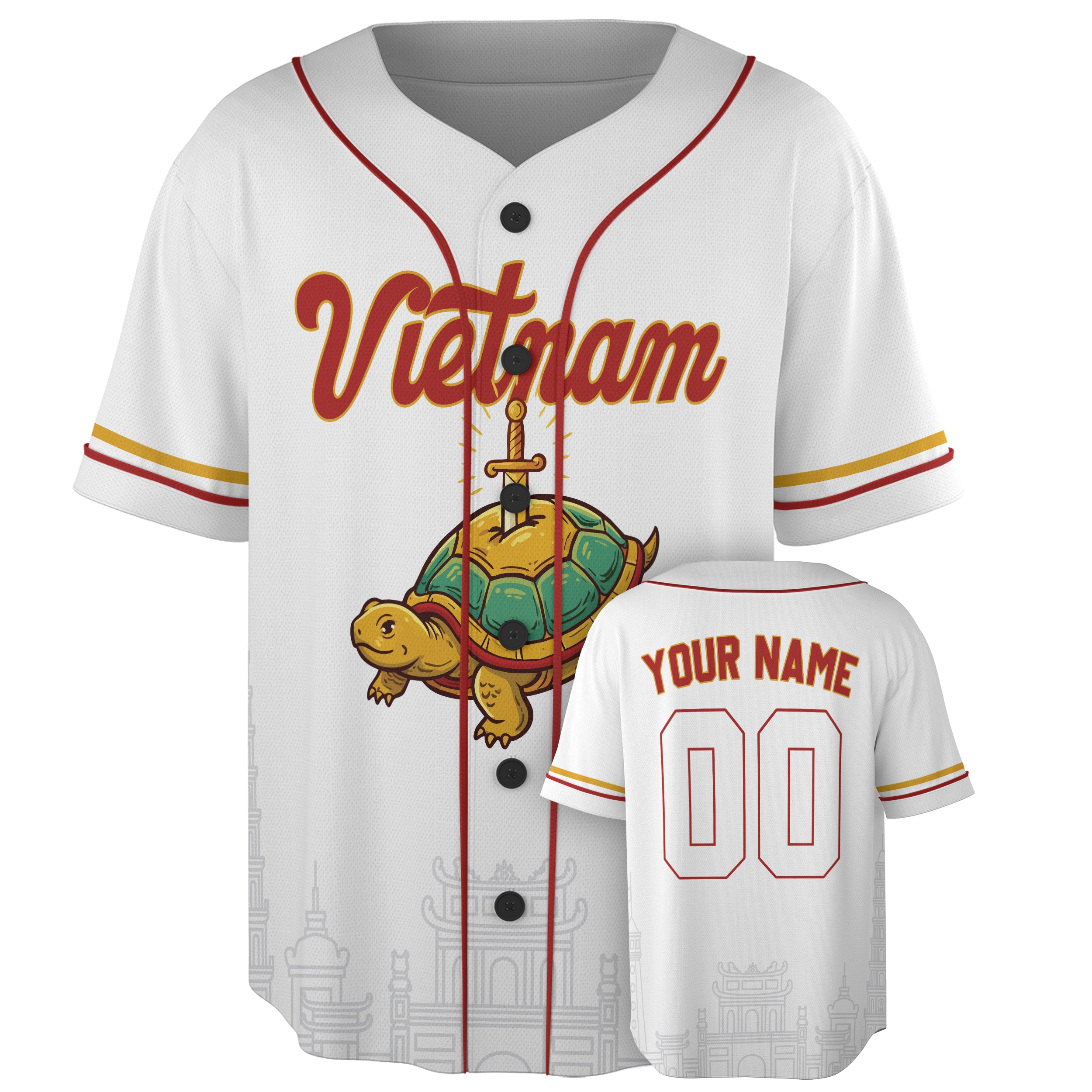 Custom Vietnam Baseball Jersey Vietnamese Fan Golden Turtle Heritage – Personalized Name Number