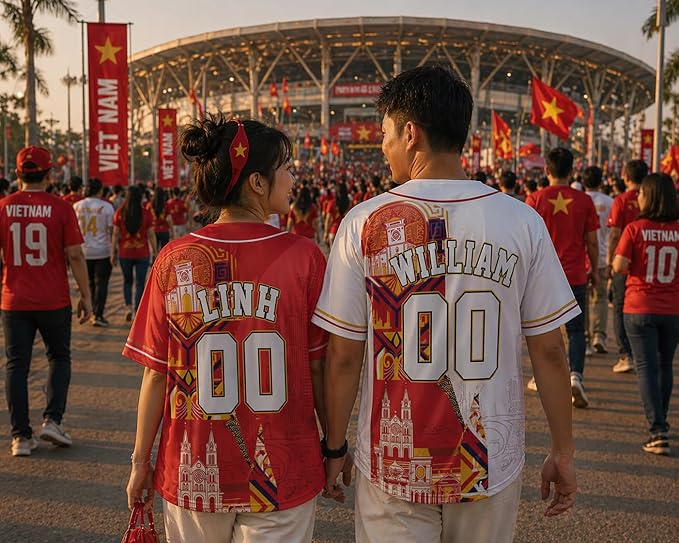 Custom Vietnam Baseball Jersey Vietnamese Fan Urban Heritage Patchwork – Personalized Name Number