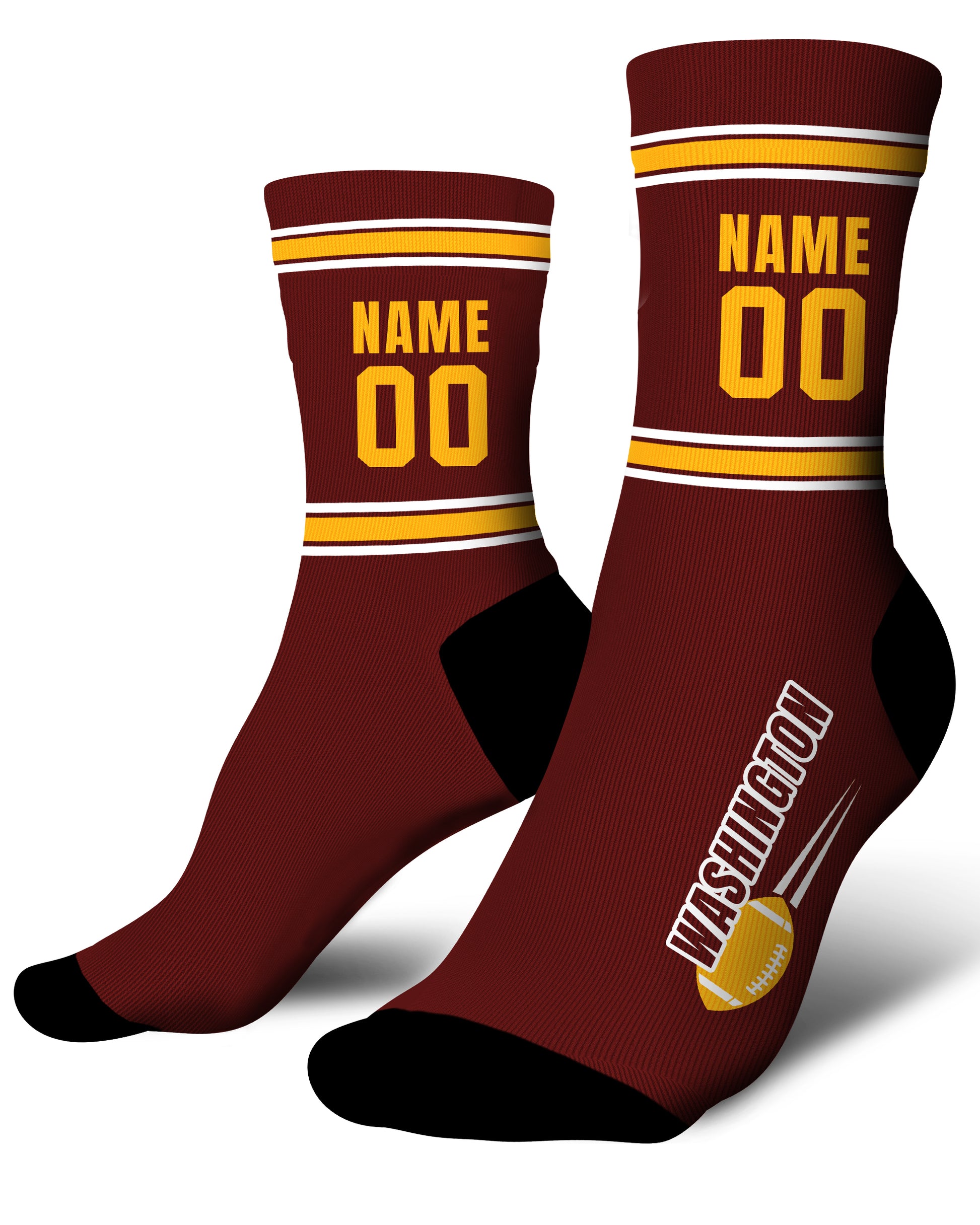 Custom City Sports Socks Washington Red - Personalized Name Number