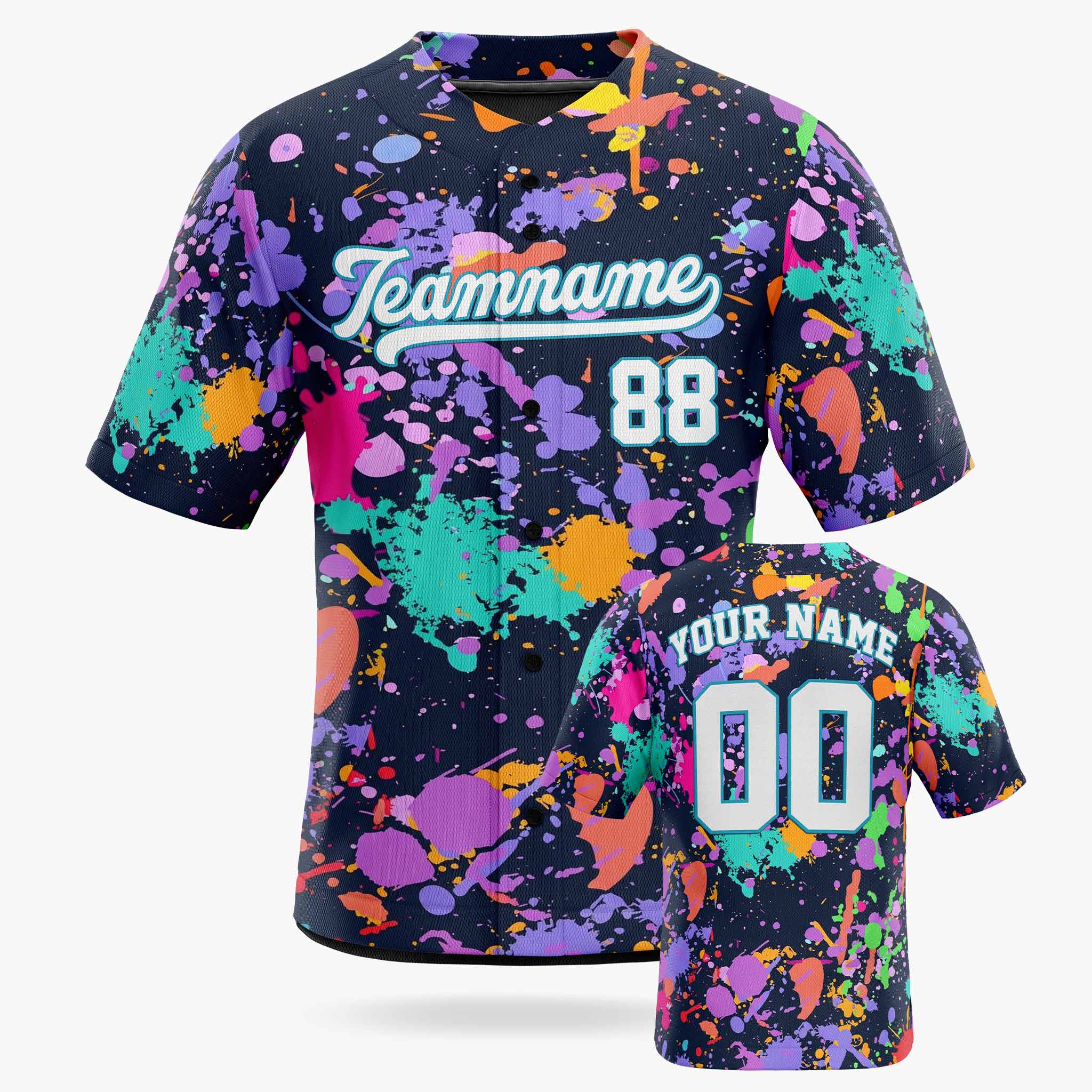 Custom Baseball Jersey White and Aqua Graffiti - Design Your Own