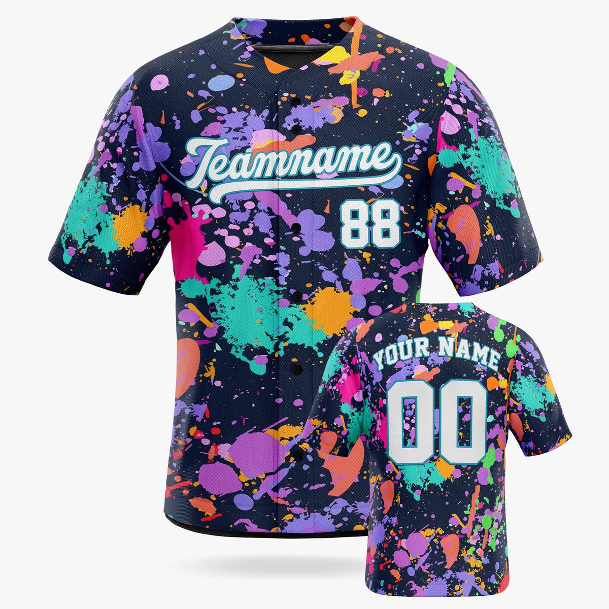 Custom Baseball Jersey White and Aqua Graffiti - Design Your Own