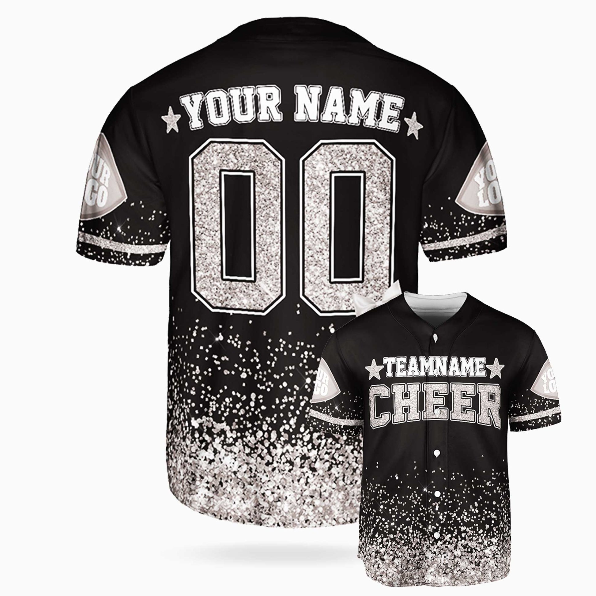 Custom Cheer Baseball Jersey Star Design White - Design Your Own