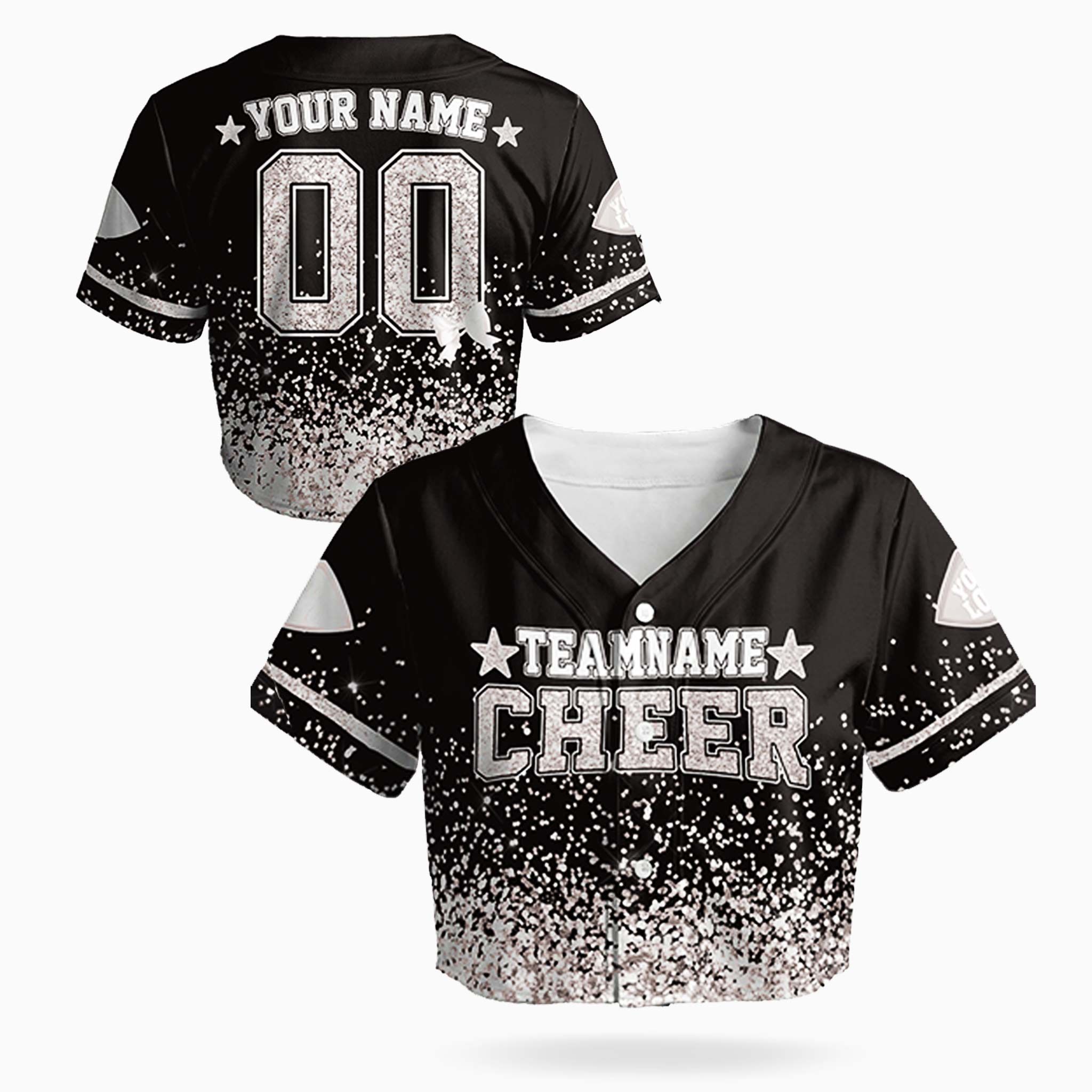 Custom Cheer Crop Baseball Jersey Star Design White - Design Your Own