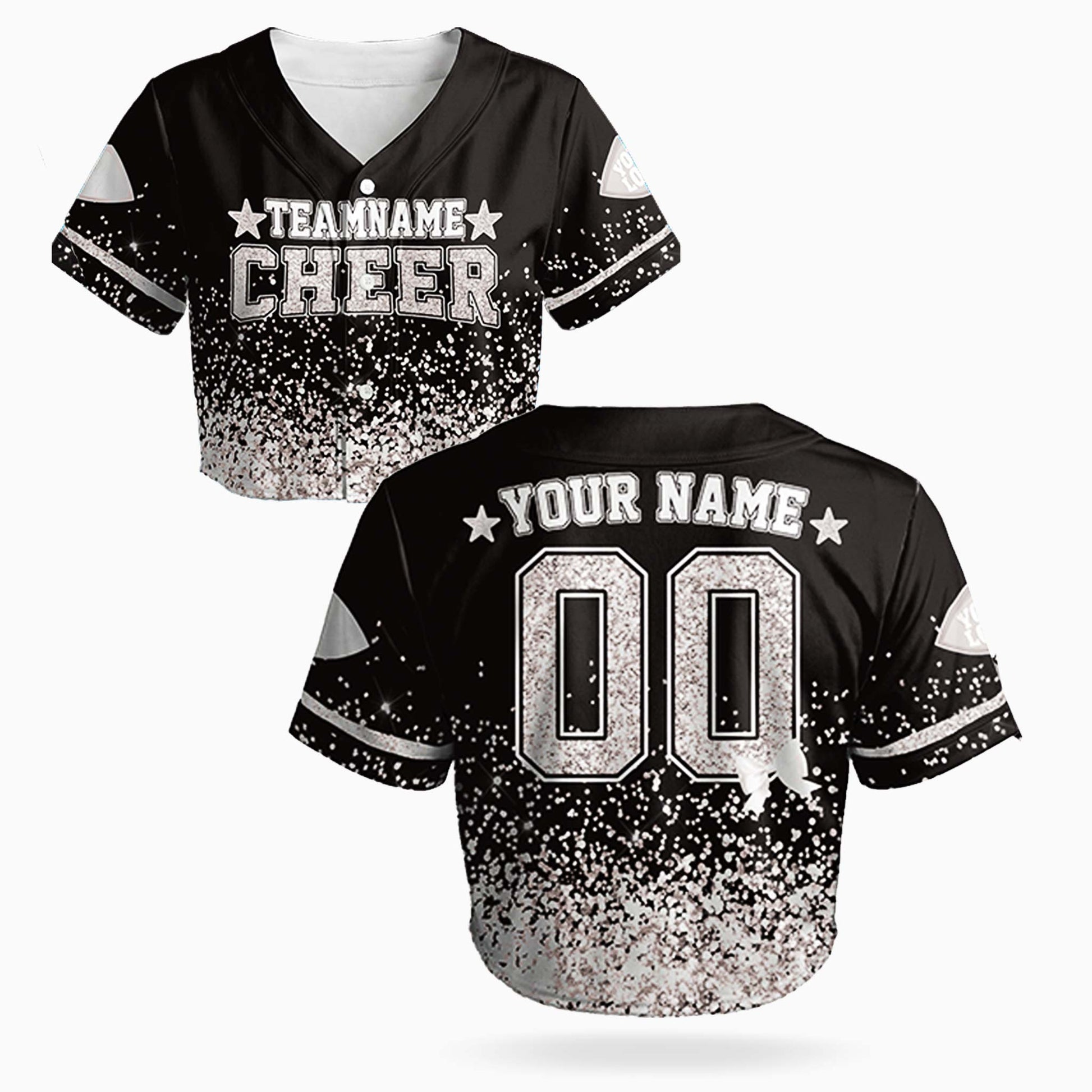 Custom Cheer Crop Baseball Jersey Star Design White - Design Your Own