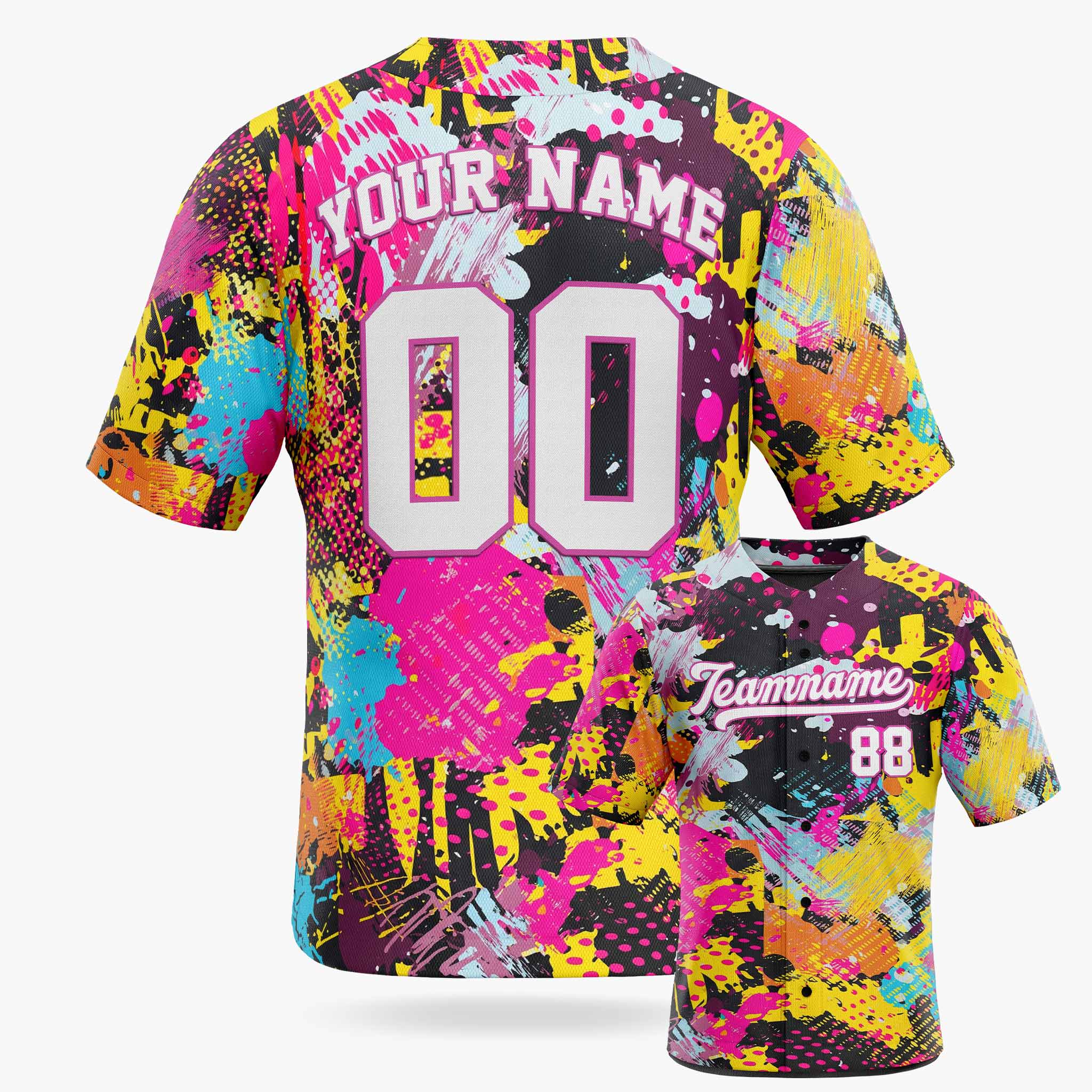 Custom Baseball Jersey White and Purple Graffiti - Design Your Own