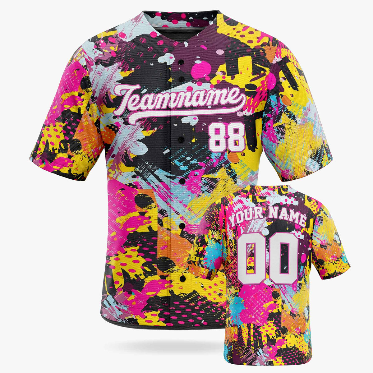 Custom Baseball Jersey White and Purple Graffiti - Design Your Own