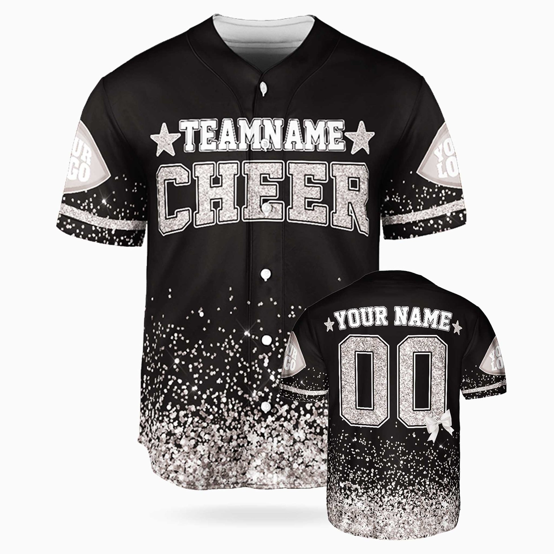 Custom Cheer Baseball Jersey Star Design White - Design Your Own