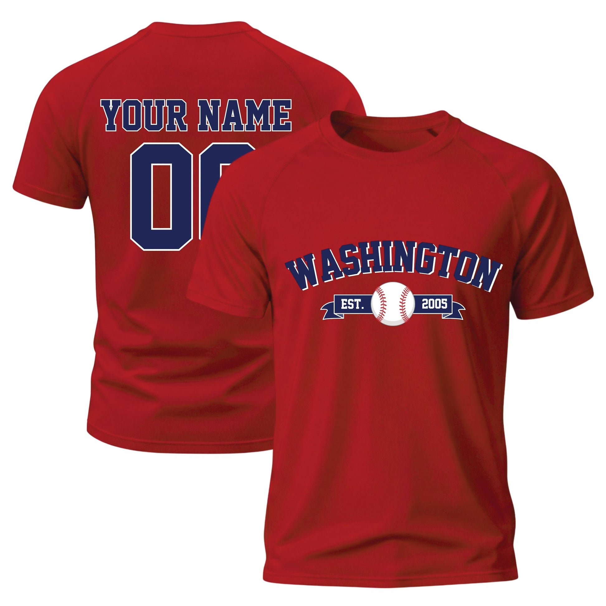 Custom City T-Shirt Baseball Style Washington - Personalized Name Number