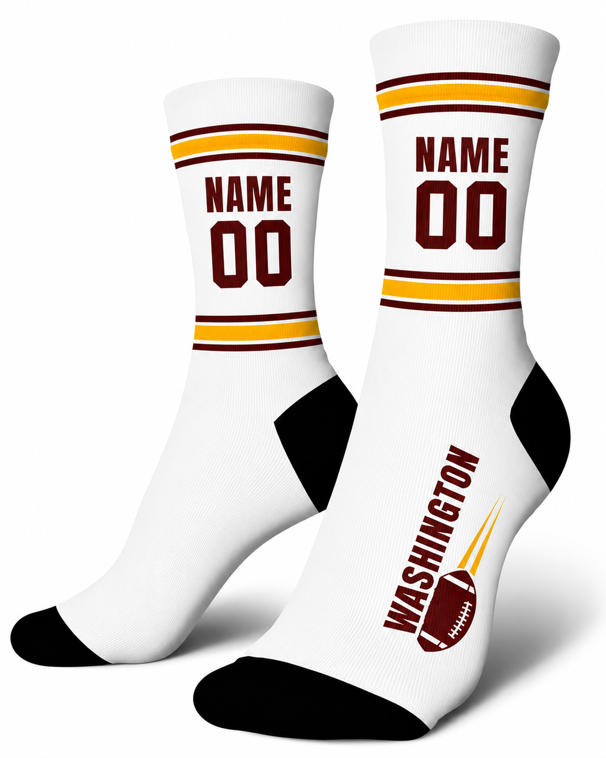 Custom City Sports Socks Washington White - Personalized Name Number