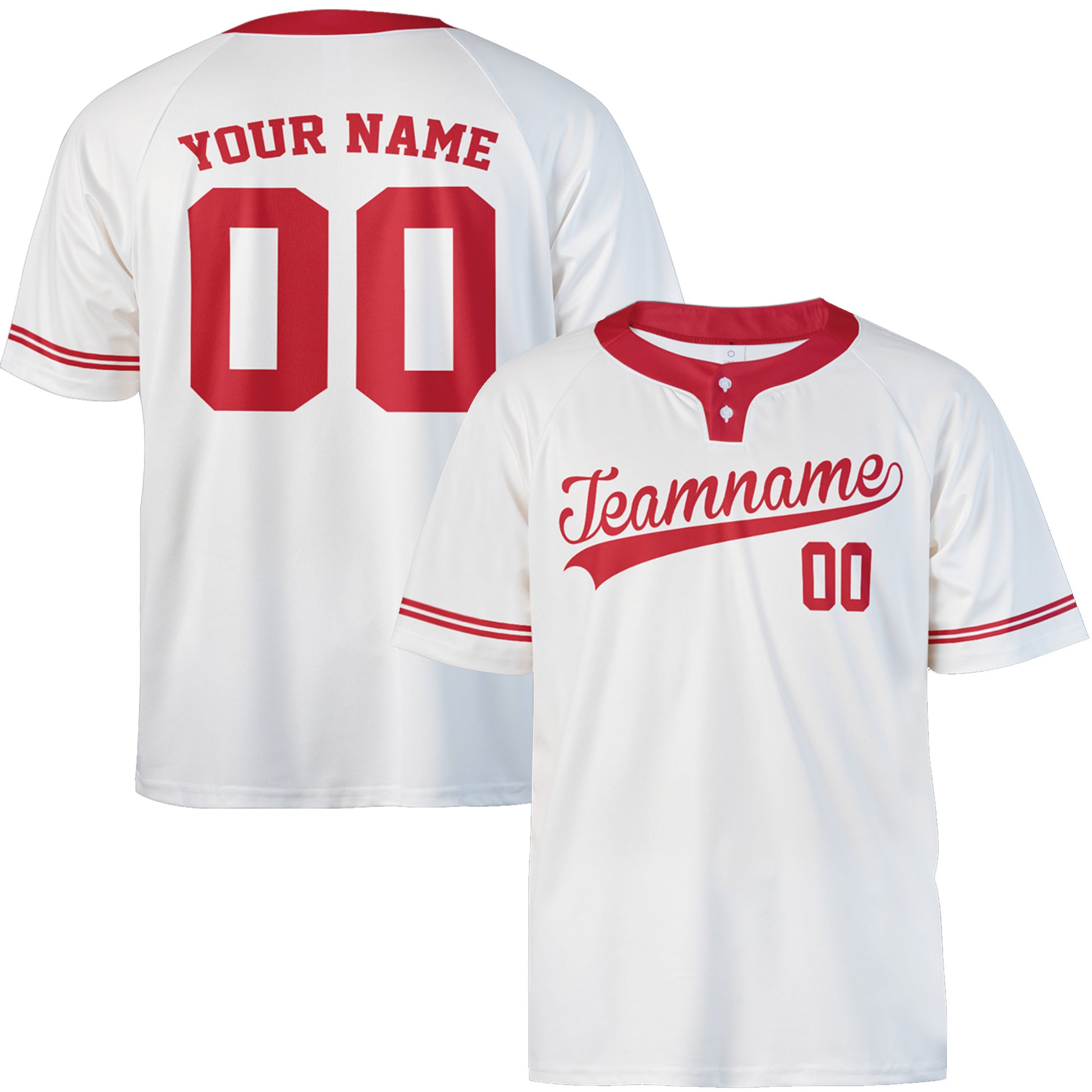 Custom Two Button Softball Jersey White and Red – Design Your Own