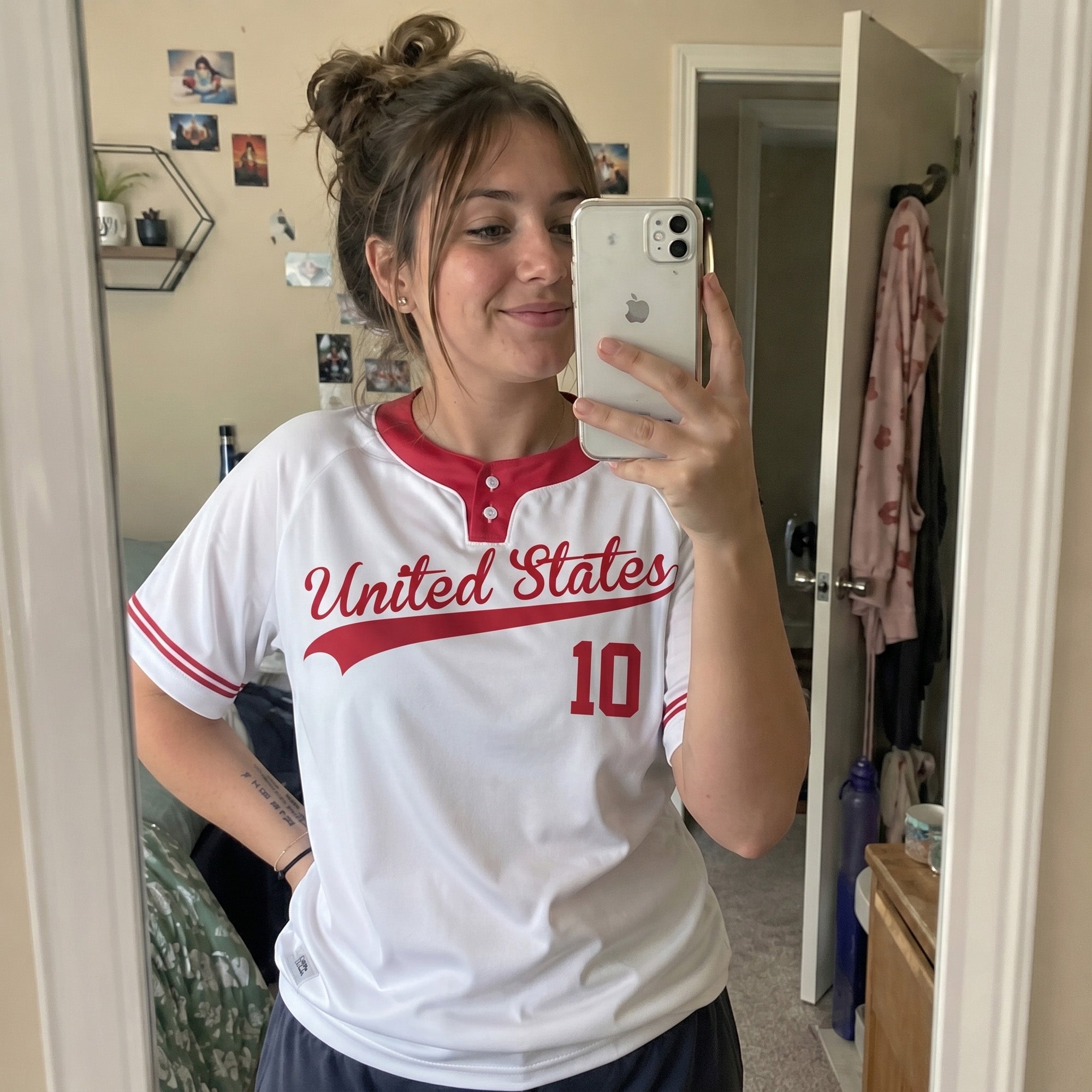Custom Two Button Softball Jersey White and Red – Design Your Own