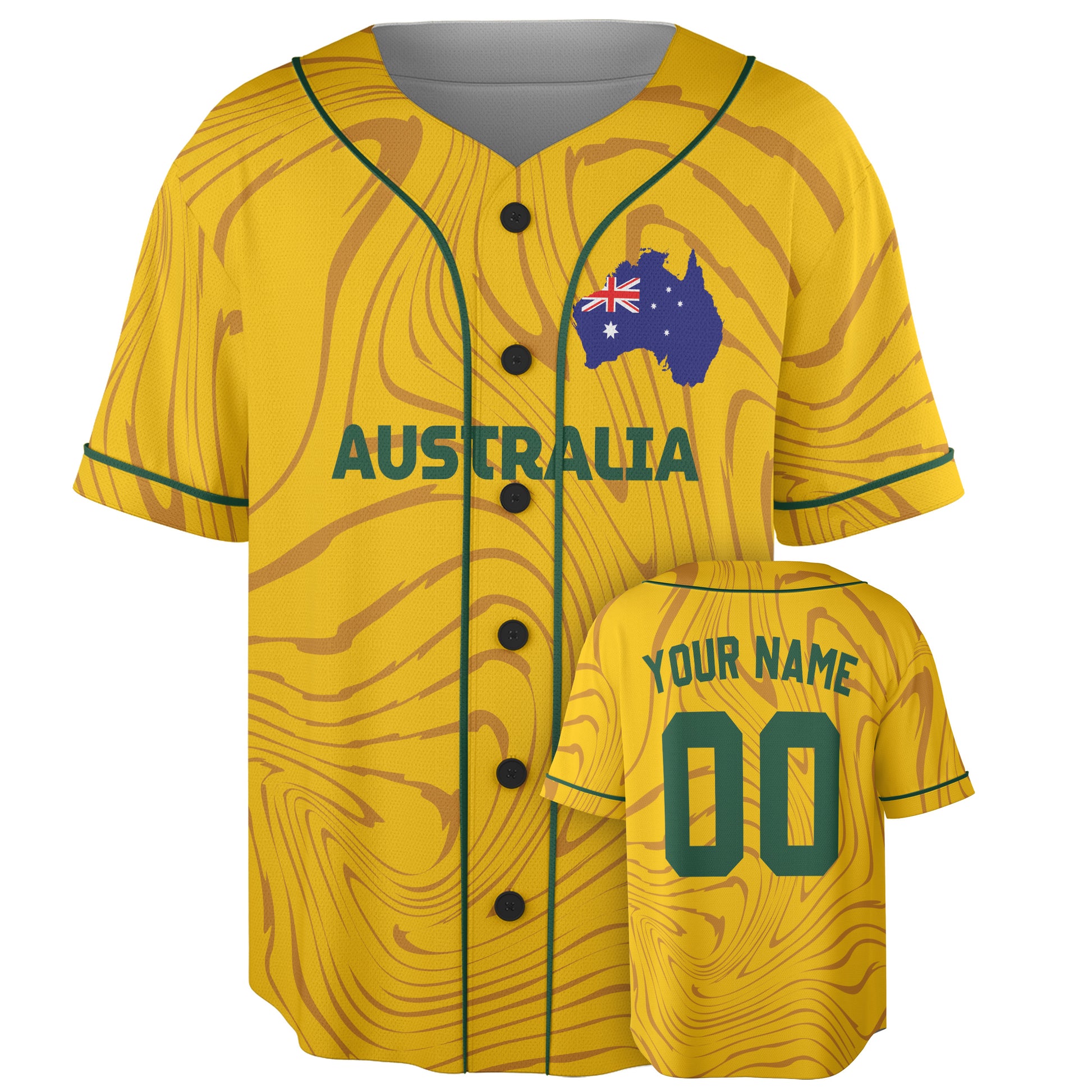 Custom Australia Baseball Jersey Australian Fan Marble Texture – Personalized Name Number