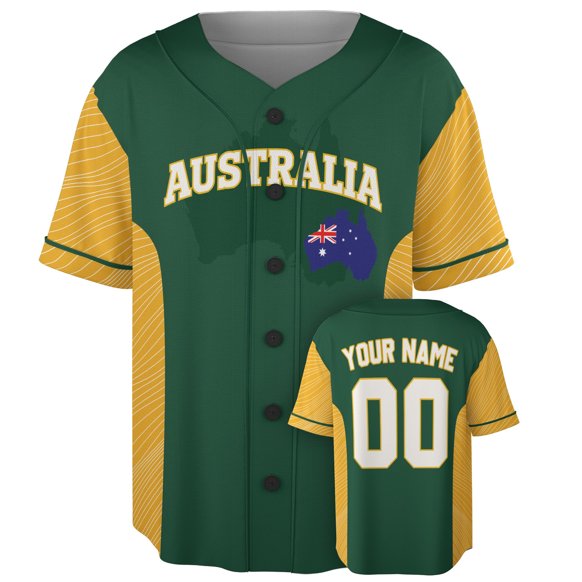 Custom Australia Baseball Jersey Australian Fan Colorblock – Personalized Name Number