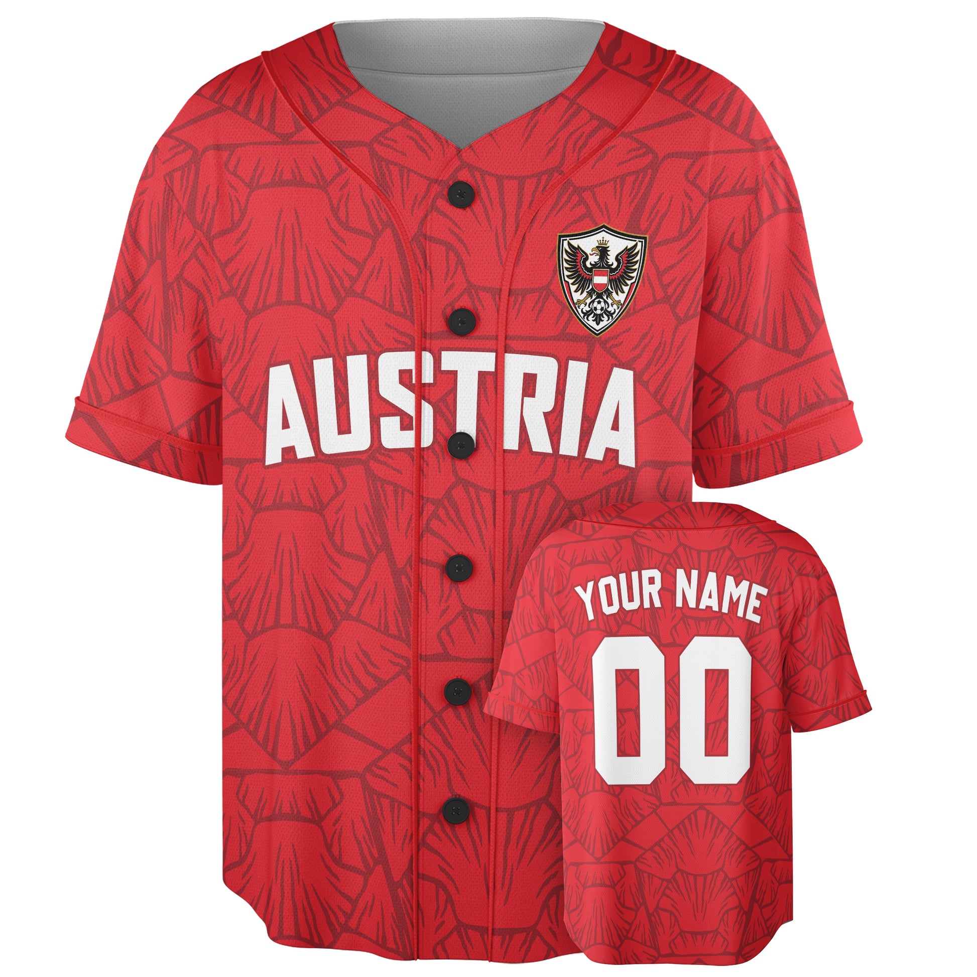Custom Austria Baseball Jersey Austrian Fan Eagle Feather – Personalized Name Number