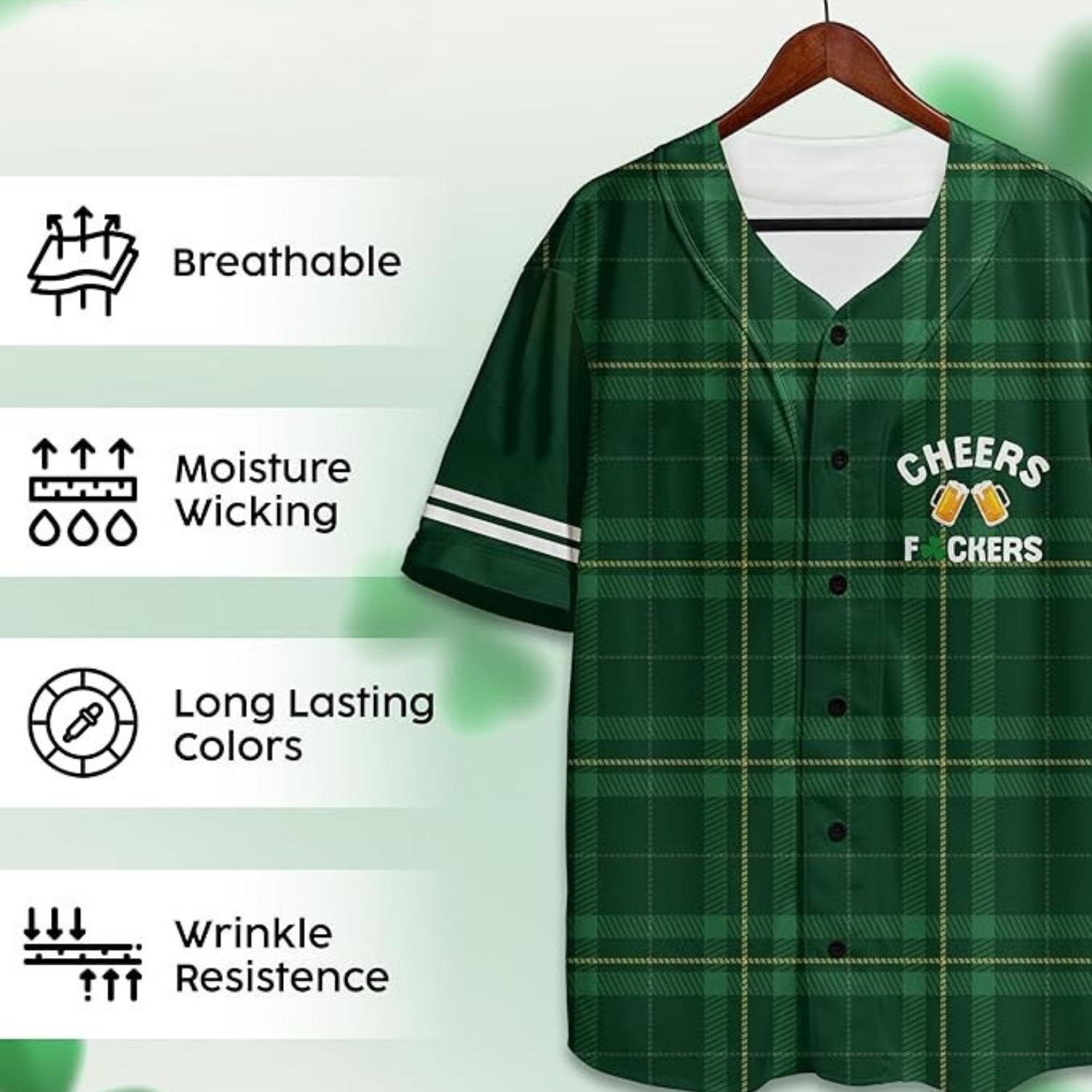 Custom St. Patrick's Day Baseball Jersey Make America Lucky Again - Design Your Own
