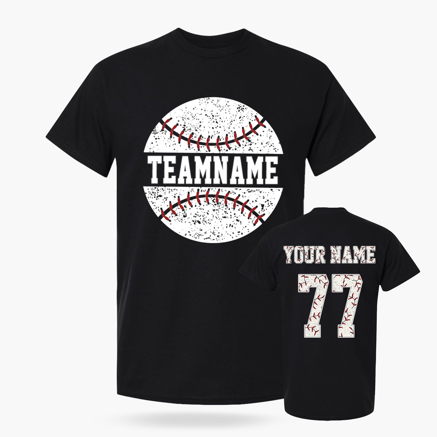 Custom T-Shirt Baseball Fan Black - Personalized Name Number