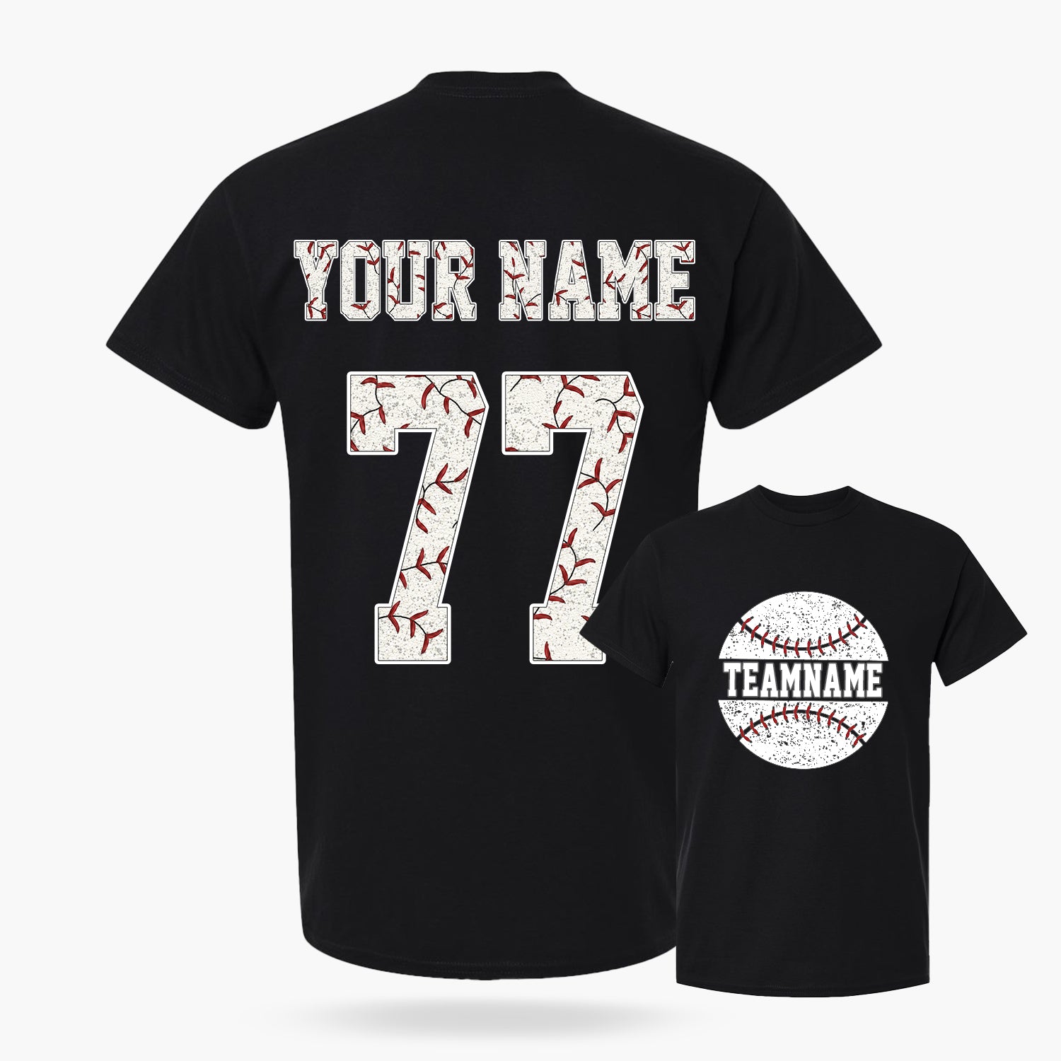 Custom T-Shirt Baseball Fan Black - Personalized Name Number