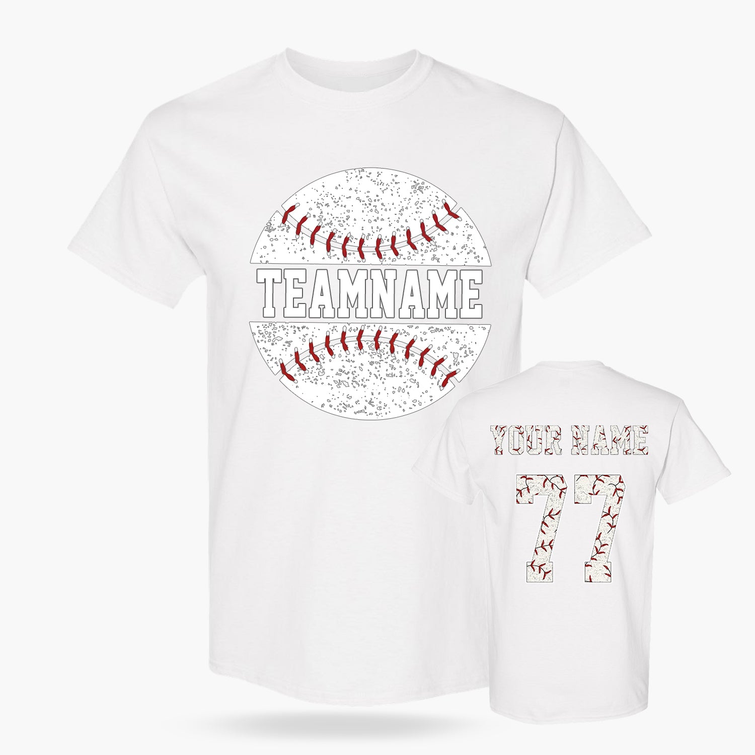 Custom T-Shirt Baseball Fan White - Personalized Name Number