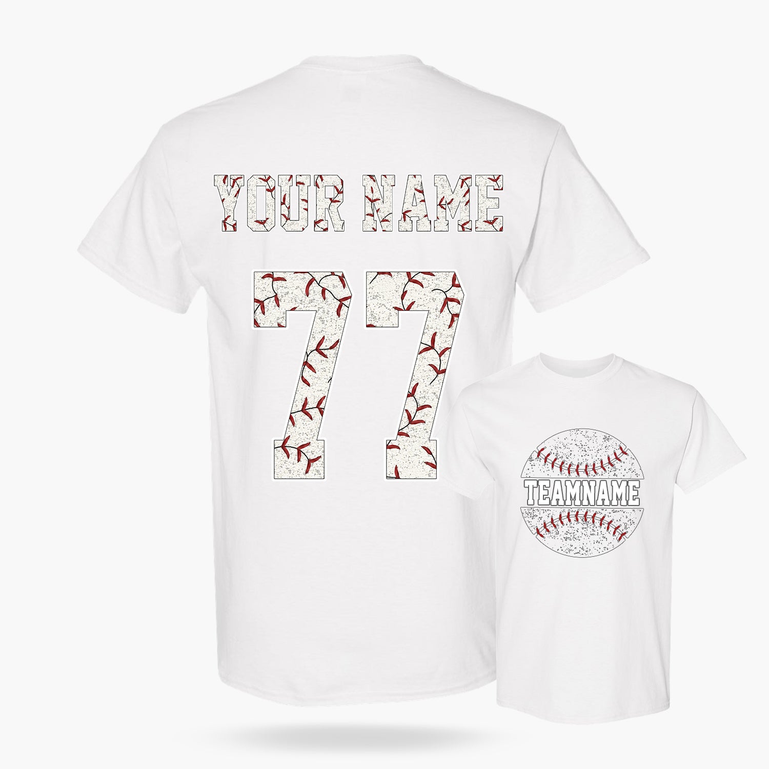 Custom T-Shirt Baseball Fan White - Personalized Name Number