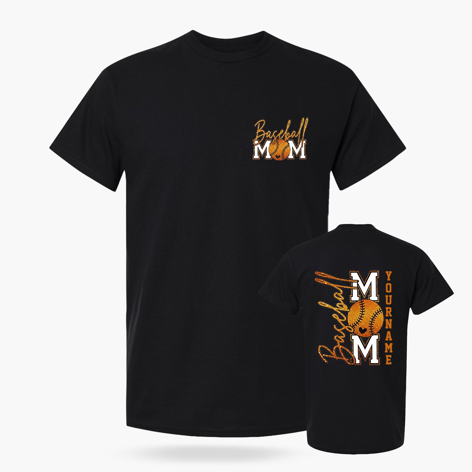 Custom T-Shirt Baseball Mom Design Black - Personalized Name