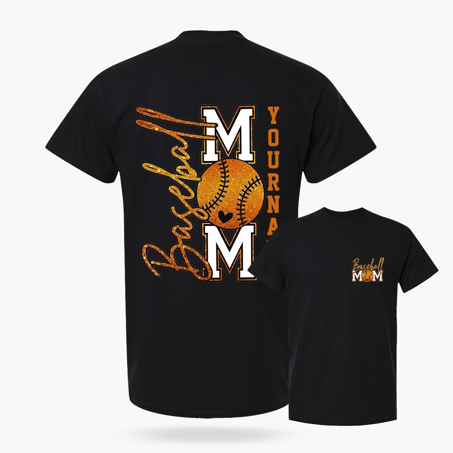 Custom T-Shirt Baseball Mom Design Black - Personalized Name