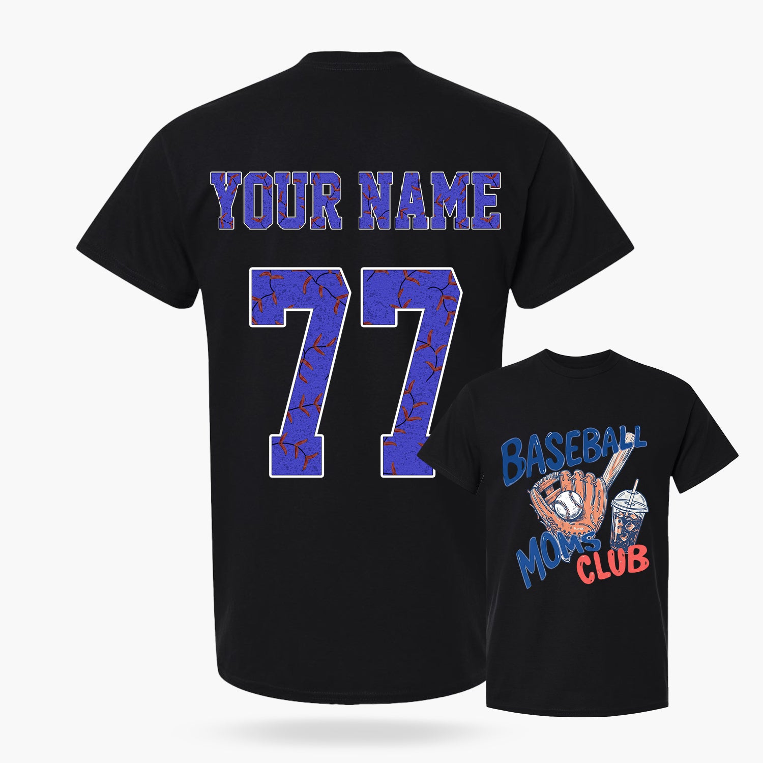 Custom T-Shirt Baseball Moms Club Black - Personalized Name Number